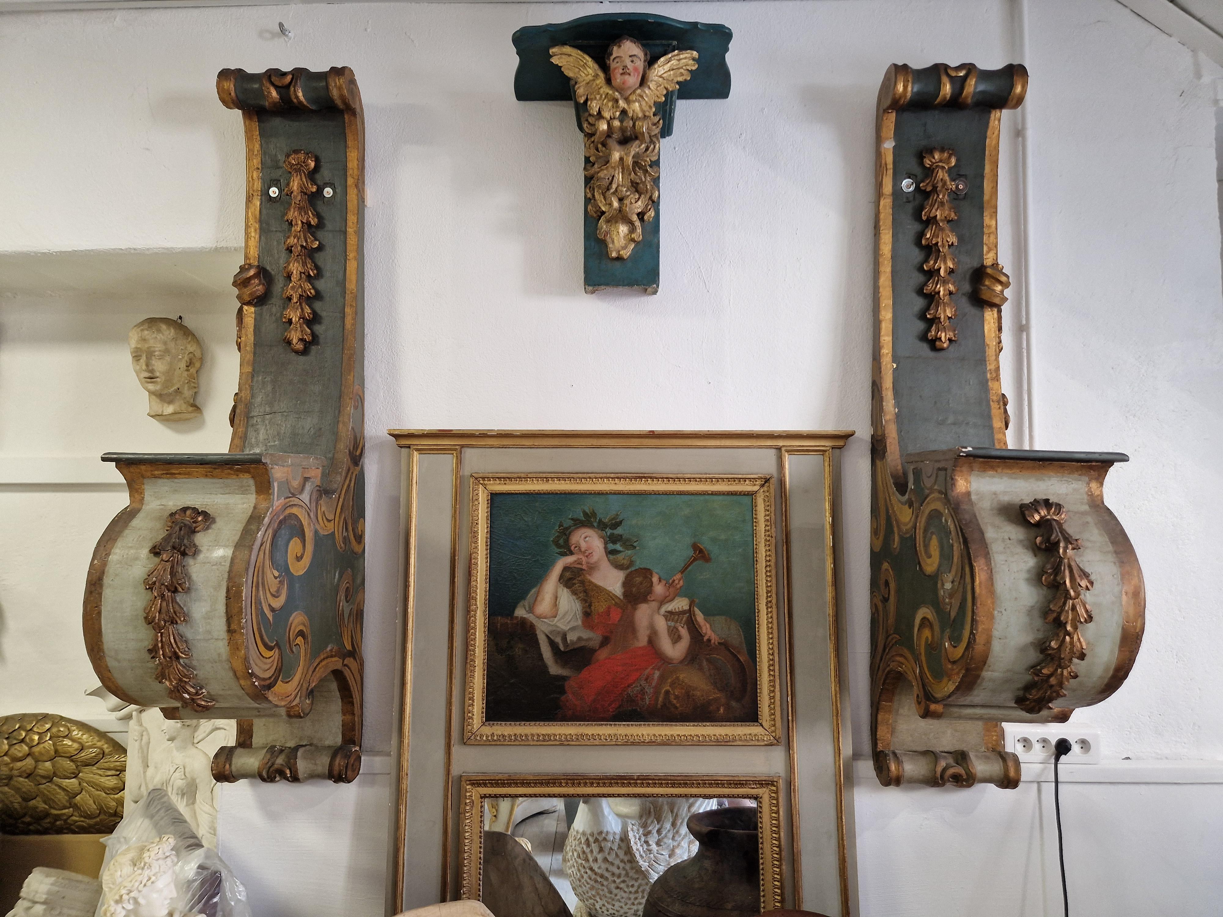 19th Century Antique Church Console French Decorative Cherub For Sale
