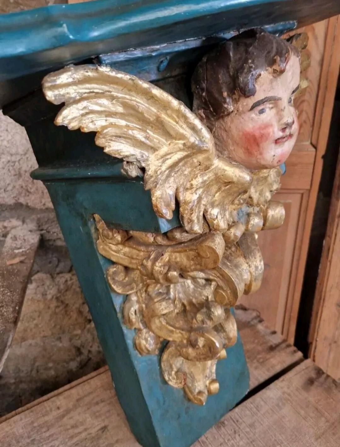 Antique Church Console French Decorative Cherub For Sale 1