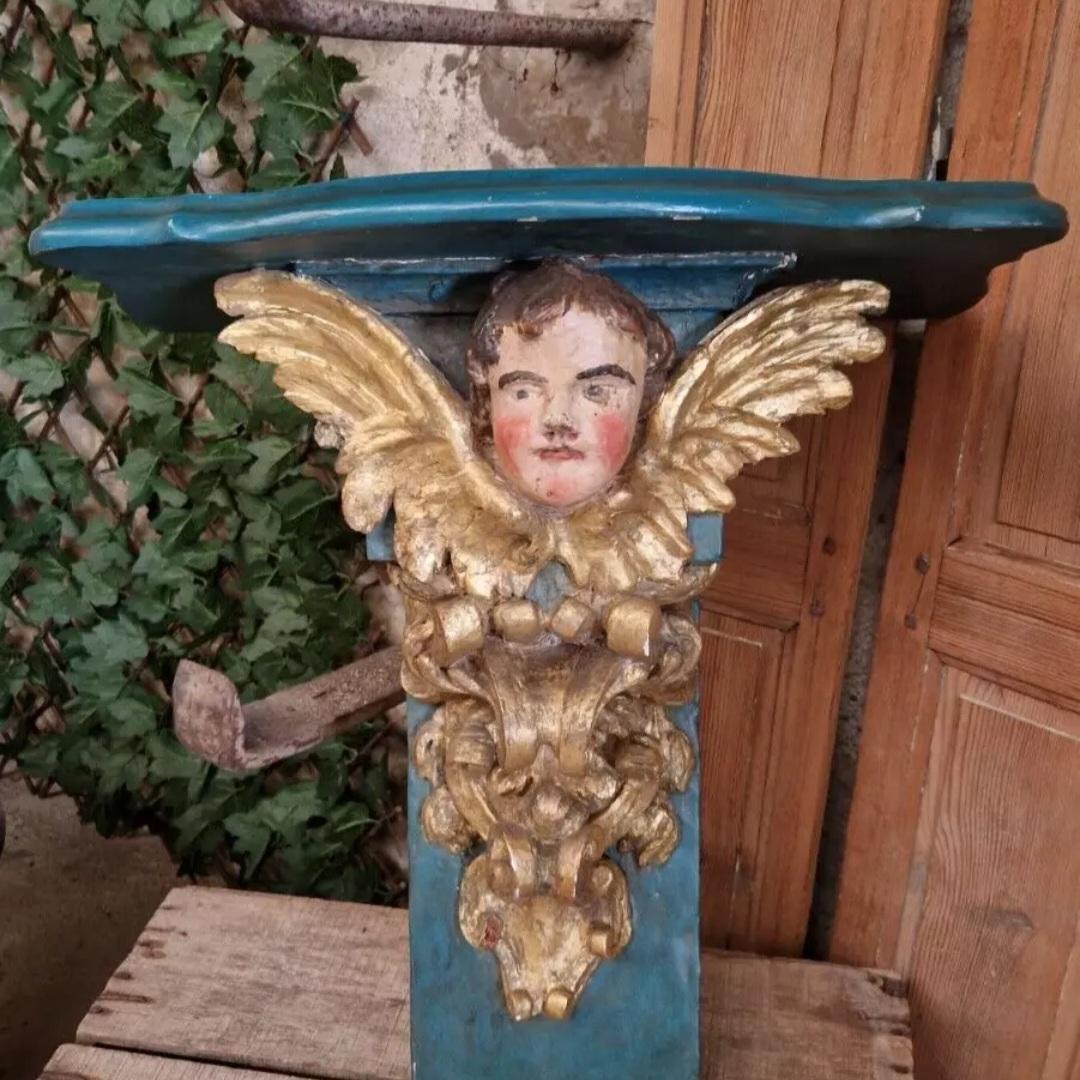 Antique Church Console French Decorative Cherub For Sale 2