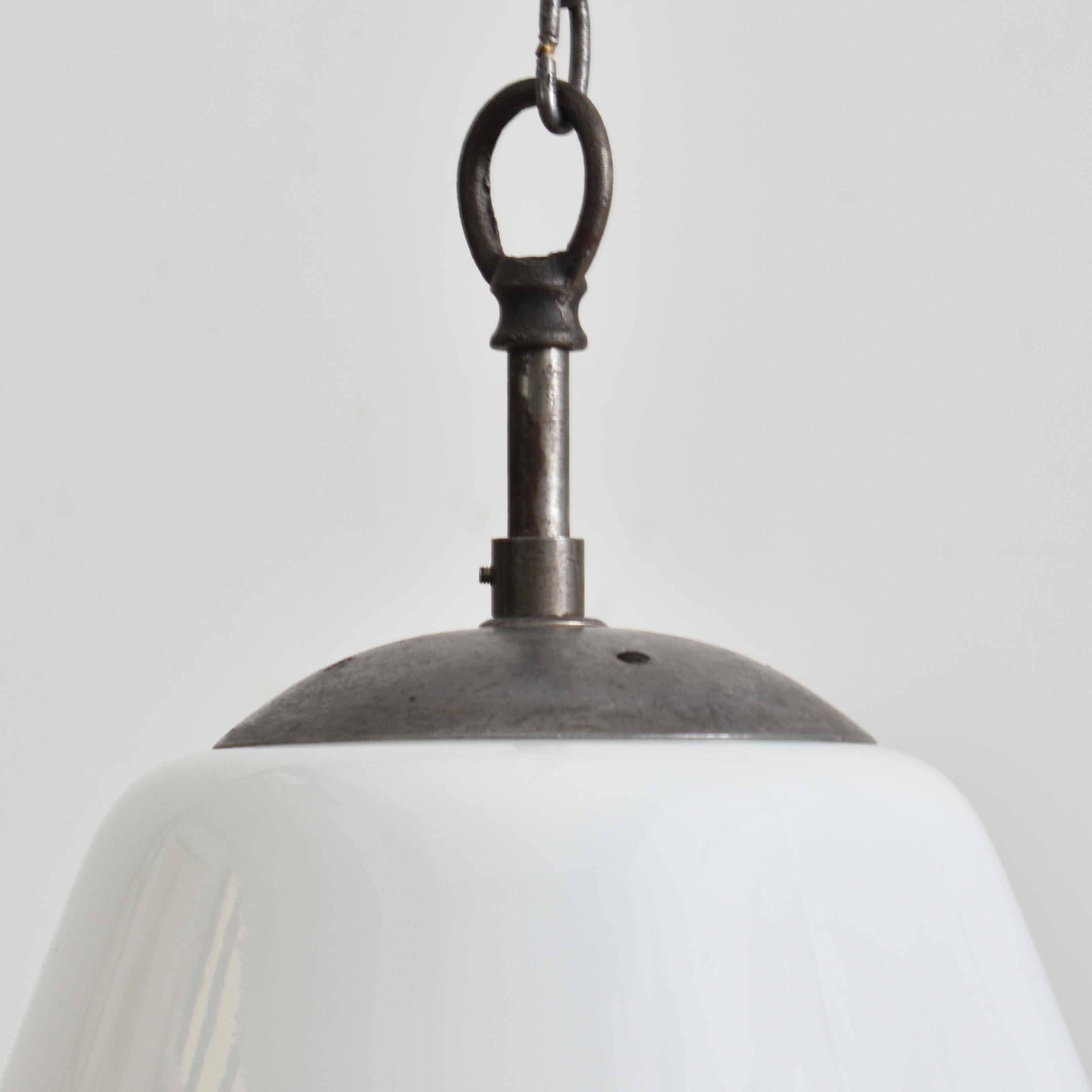 Mid-Century Modern Antique Church Opaline Pendant Light For Sale