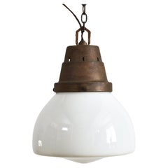 Used Church Opaline Pendant Light