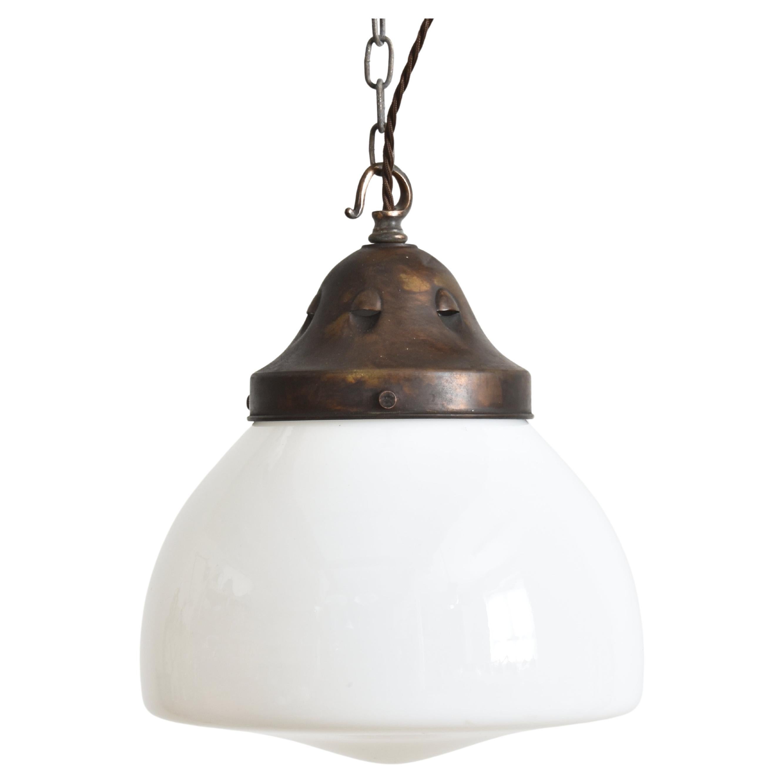 Antique Church Opaline Pendant Light For Sale