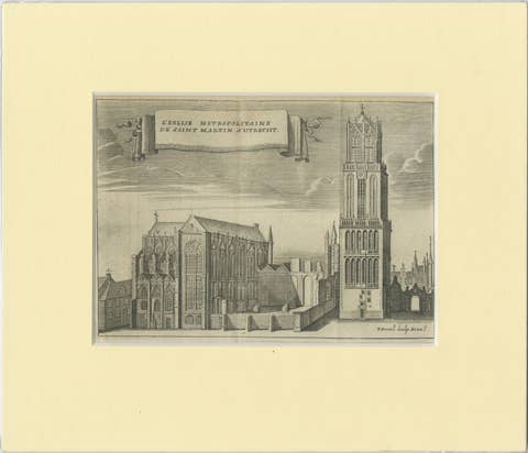 Antique Church Print of the 'Domkerk' in Utrecht, the Netherlands, circa 1770