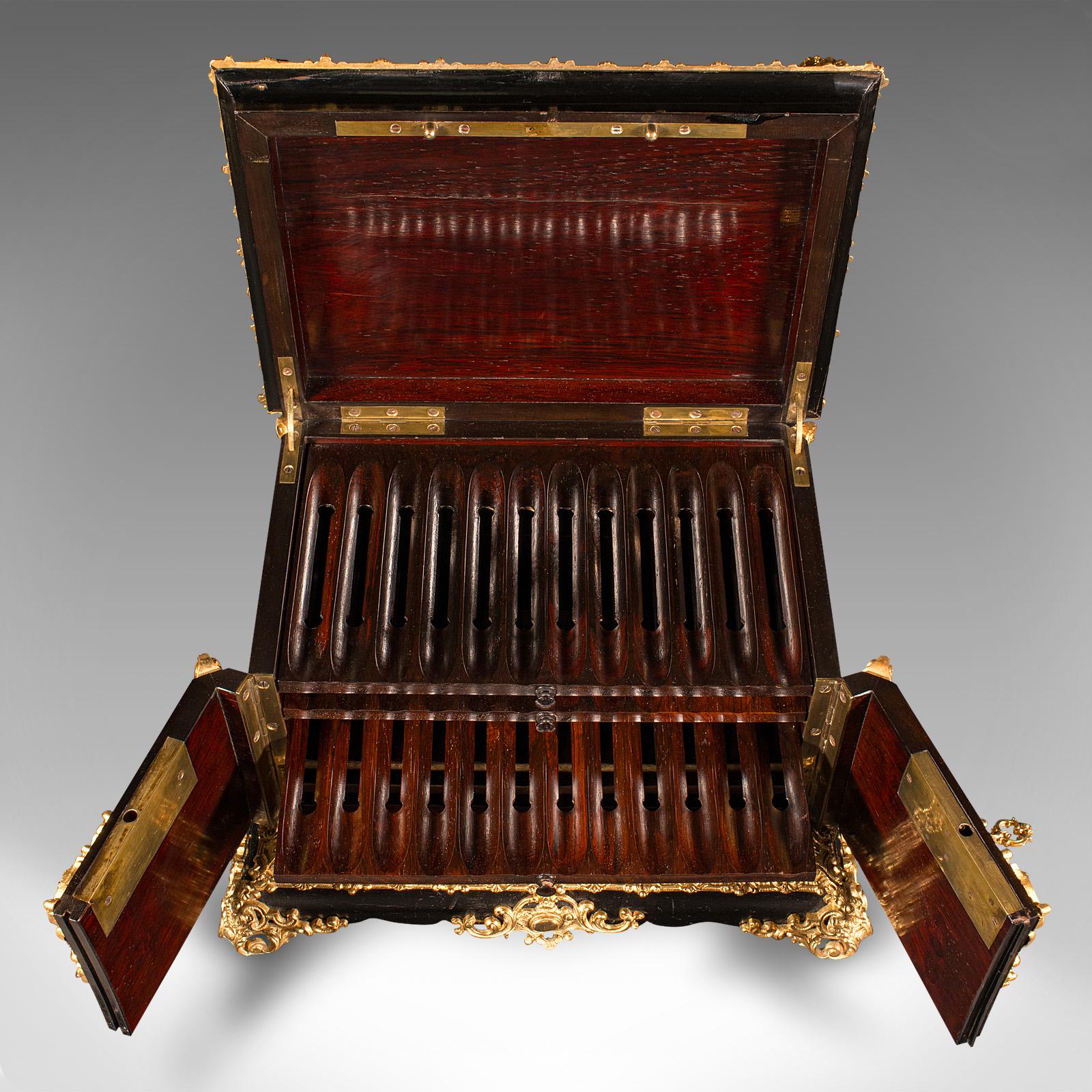 Antique Cigar Humidor, Continental, Ebonised, Petit Corona Case, Victorian, 1860 4
