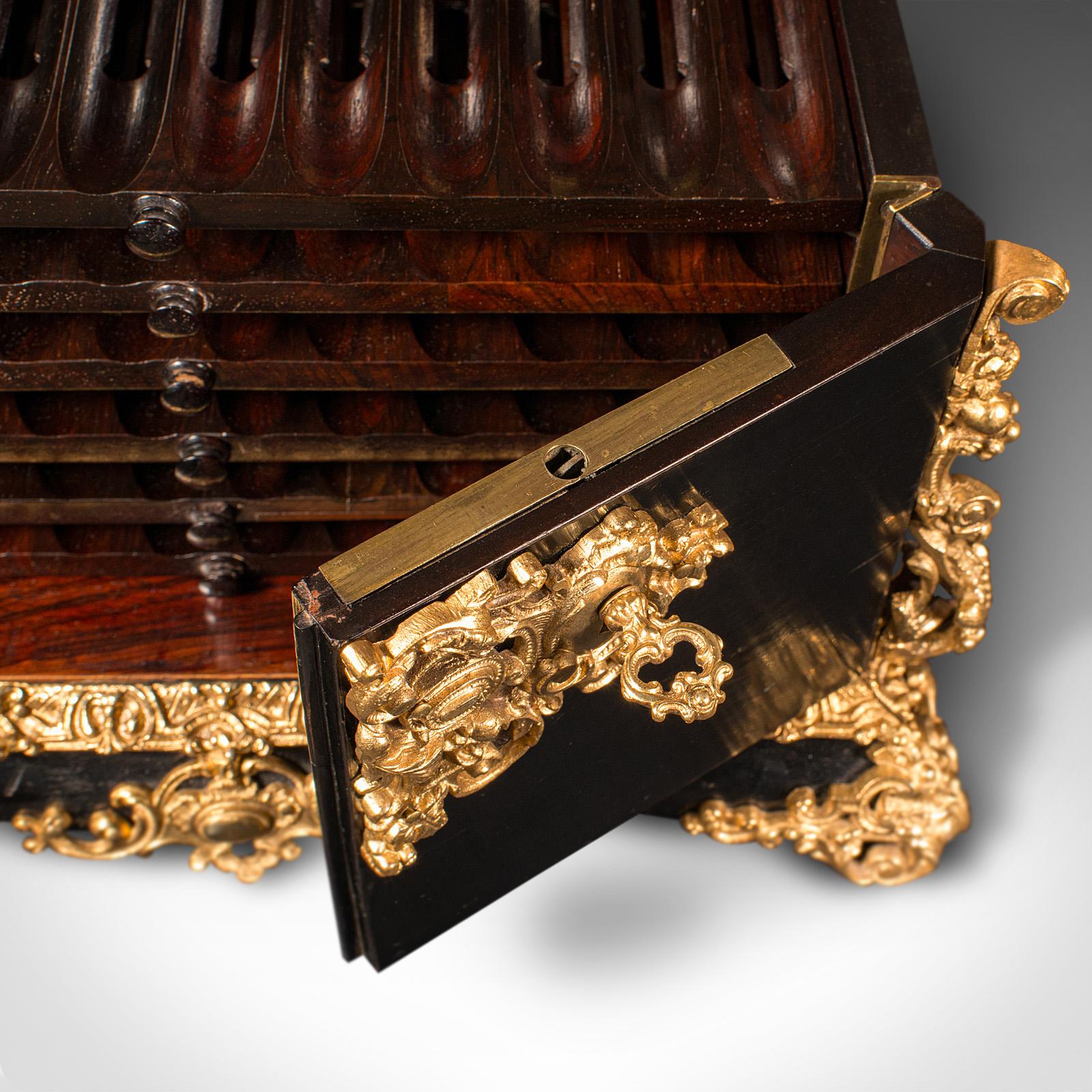 Antique Cigar Humidor, Continental, Ebonised, Petit Corona Case, Victorian, 1860 5
