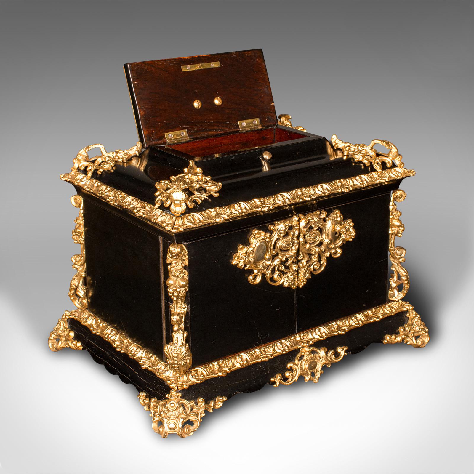 High Victorian Antique Cigar Humidor, Continental, Ebonised, Petit Corona Case, Victorian, 1860