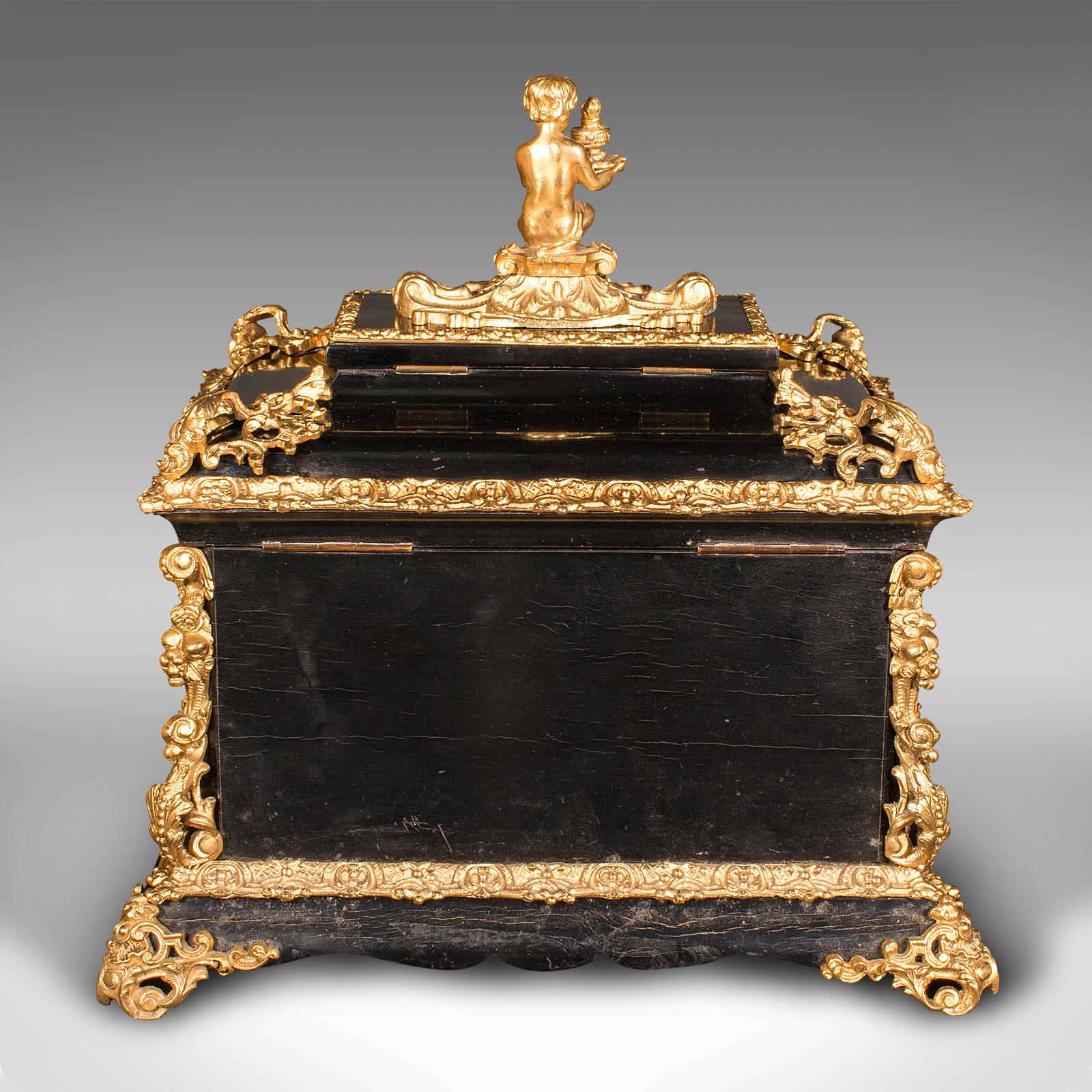 Antique Cigar Humidor, Continental, Ebonised, Petit Corona Case, Victorian, 1860 1