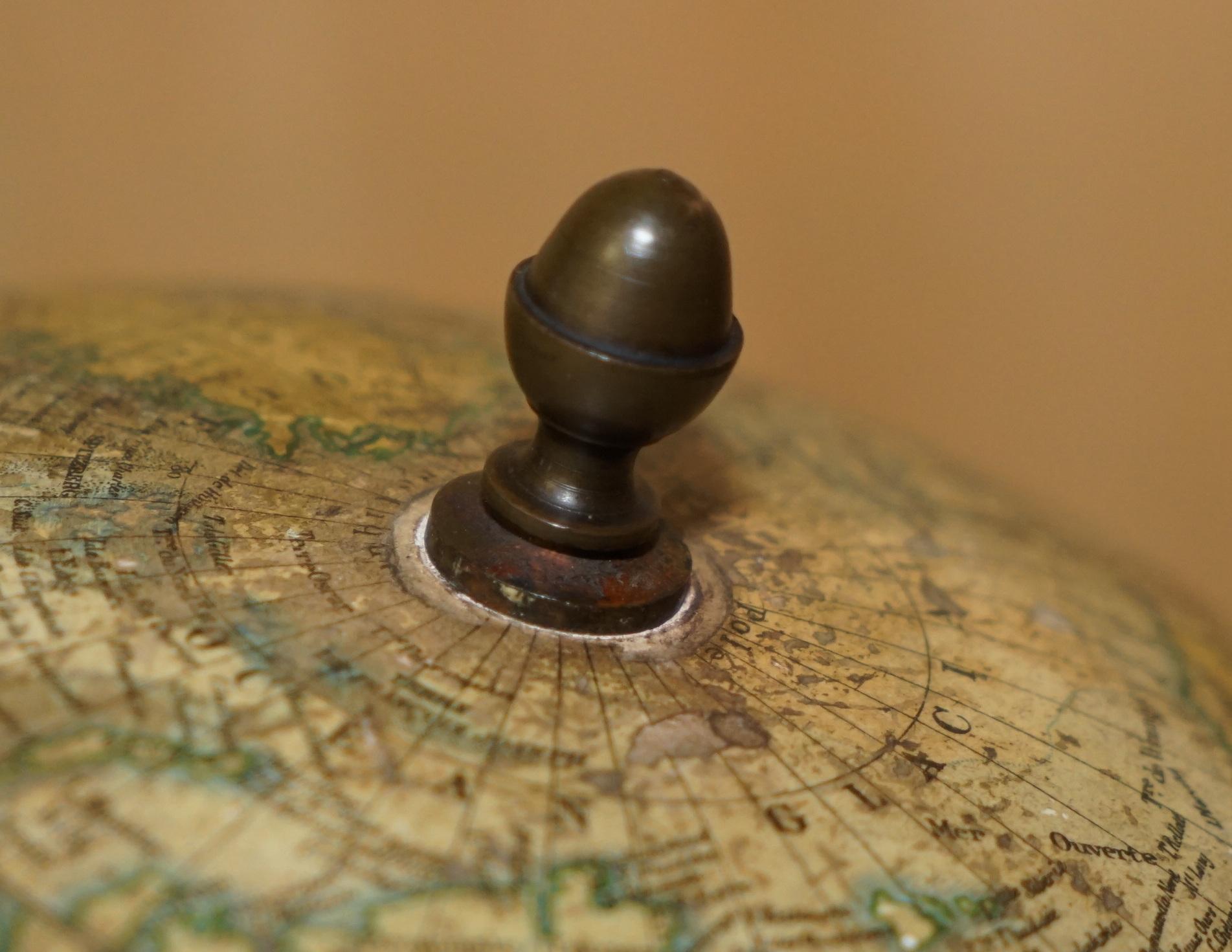 ANTiQUE CIR 1880 J LEBEGUE & Cie PARIS TERRESTRIAL LITHOGRAPHIQUE GLOBE CAST IRON en vente 1