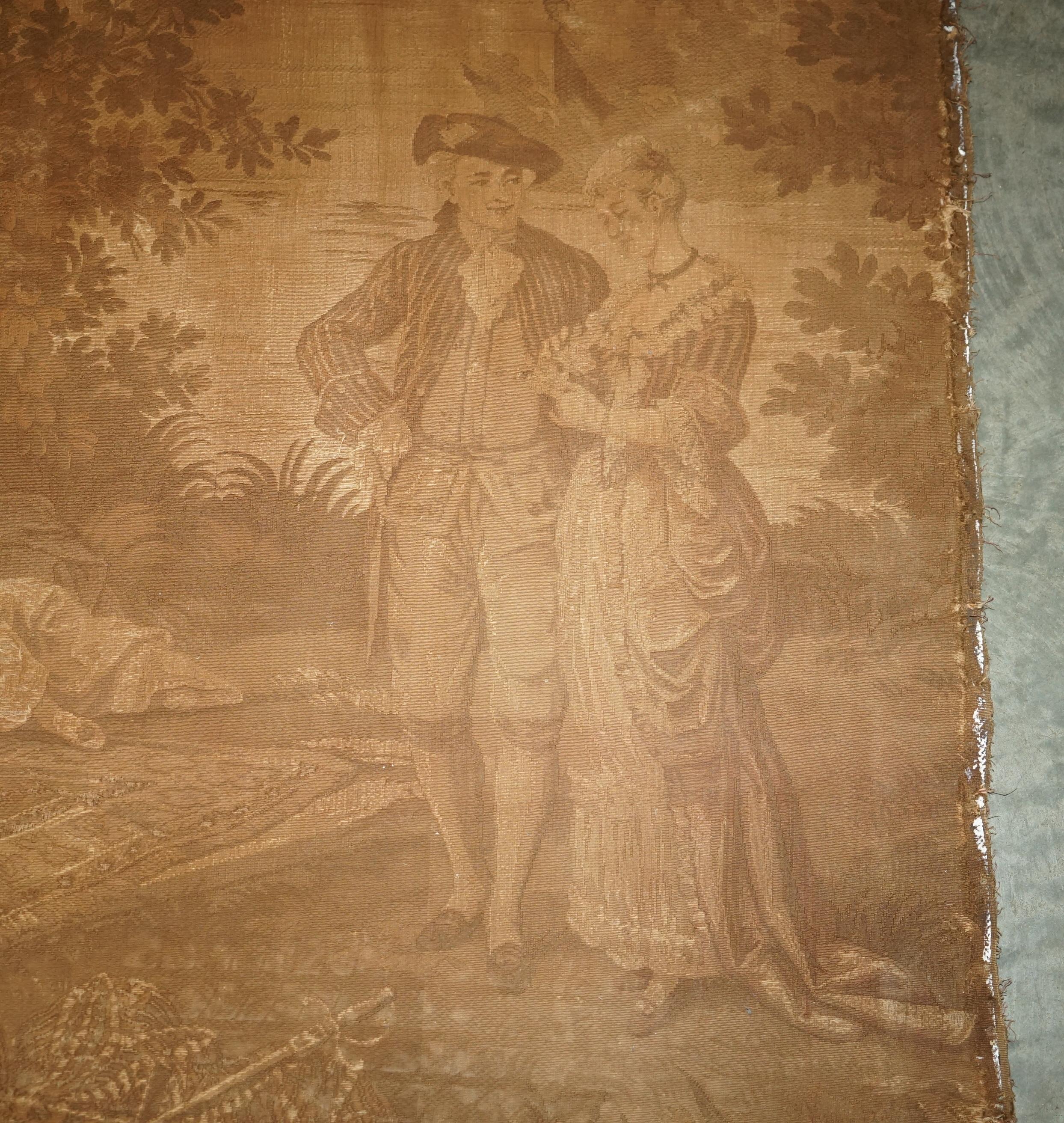 Royal House Antiques

Royal House Antiques is delighted to offer for sale this old faded and frayed Antique Circa 1880 Tapestry depicting Watteau-Esque figures after Antoine Watteau 

A very good looking well made and quite large wall hanging