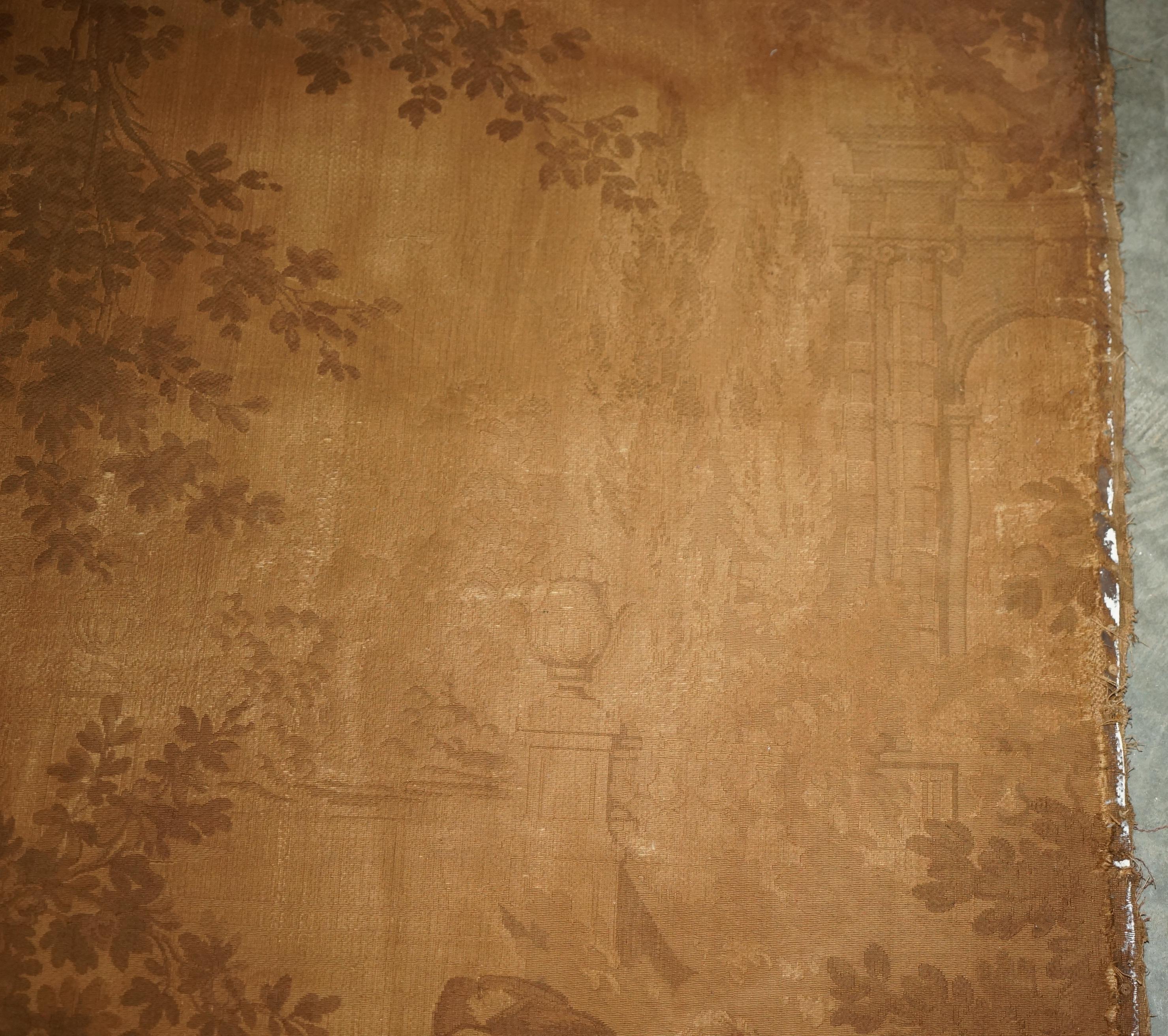 English ANTIQUE CIR 1880 TAPESTRY DEPICTING WATTEAU-ESQUE FiGURES AFTER ANTOINE WATTEAU For Sale