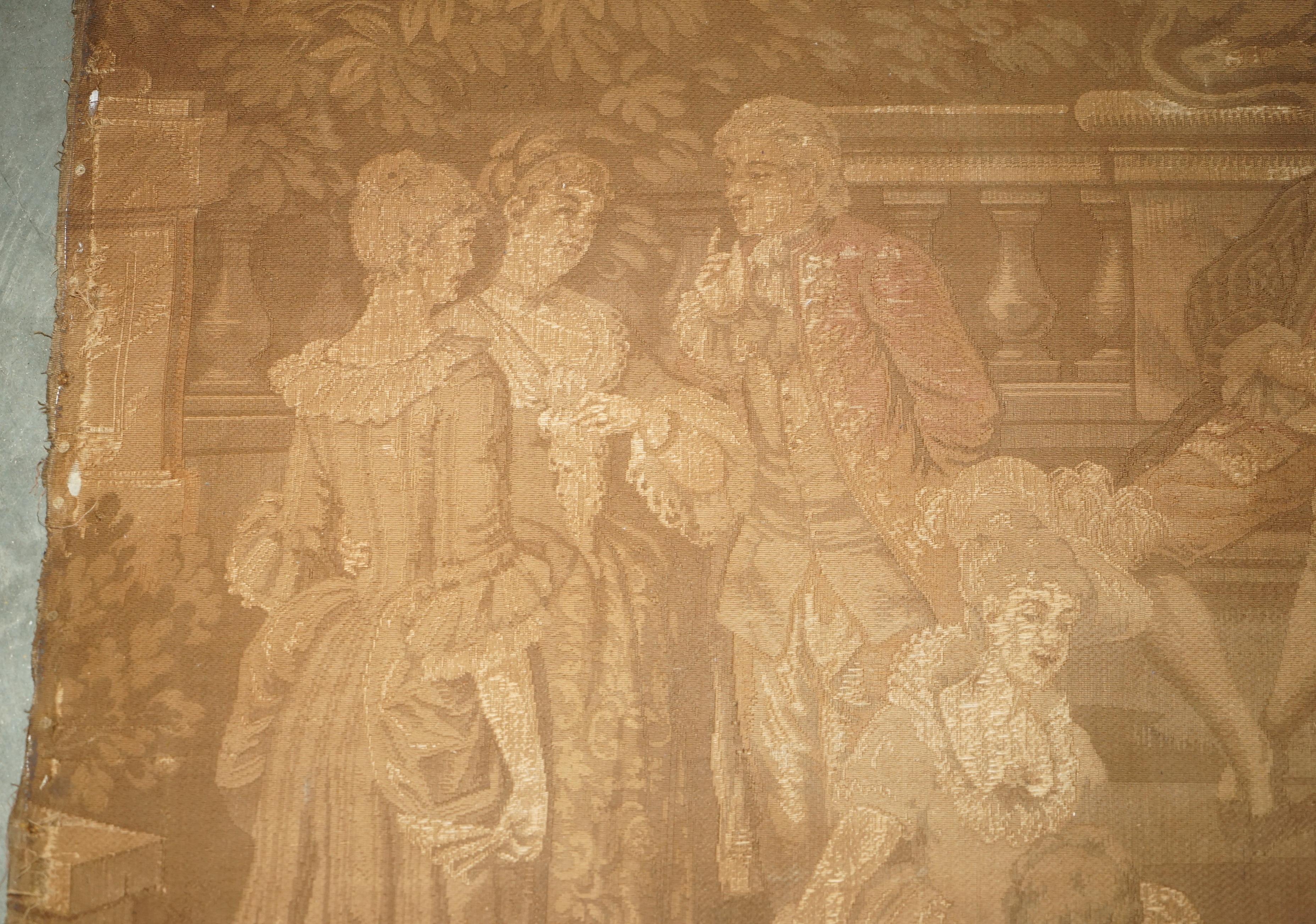 ANTIQUE CIR 1880 TAPESTRY DEPICTING WATTEAU-ESQUE FiGURES AFTER ANTOINE WATTEAU For Sale 1