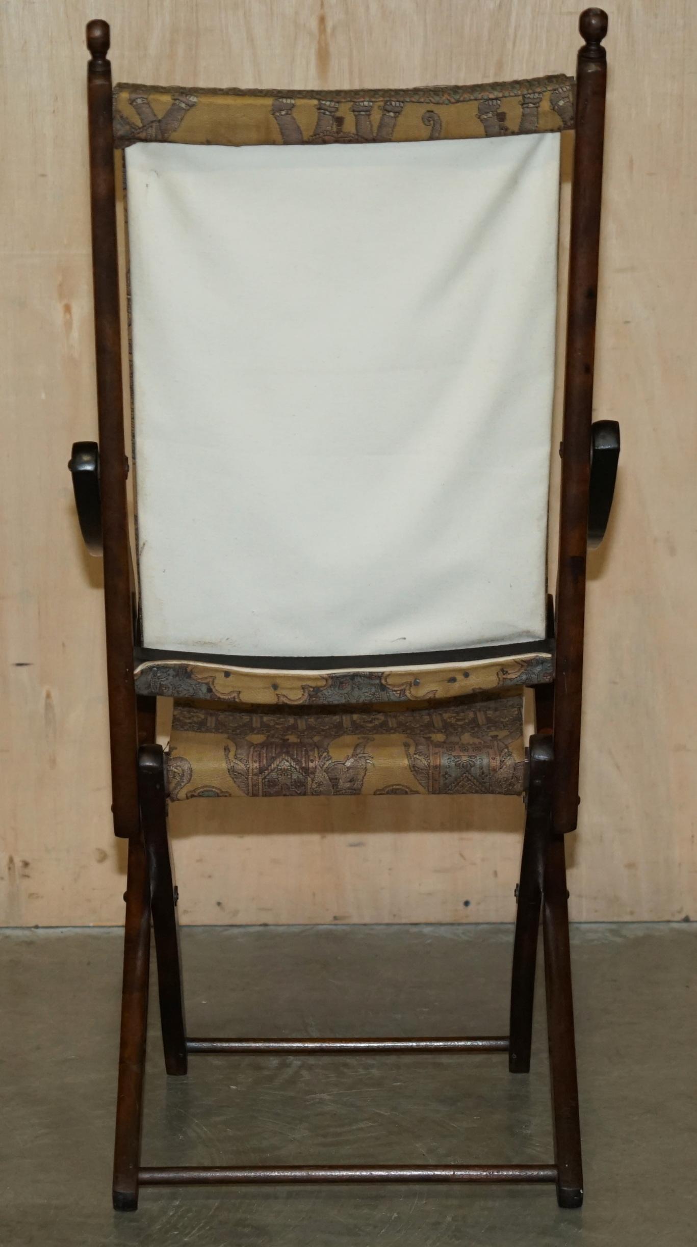 ANTIQUE CIR 1890 ANGLO INDIAN ELEPHANT COLONIAL FOLDING MILITARY CAMPAIGN CHAiR For Sale 5