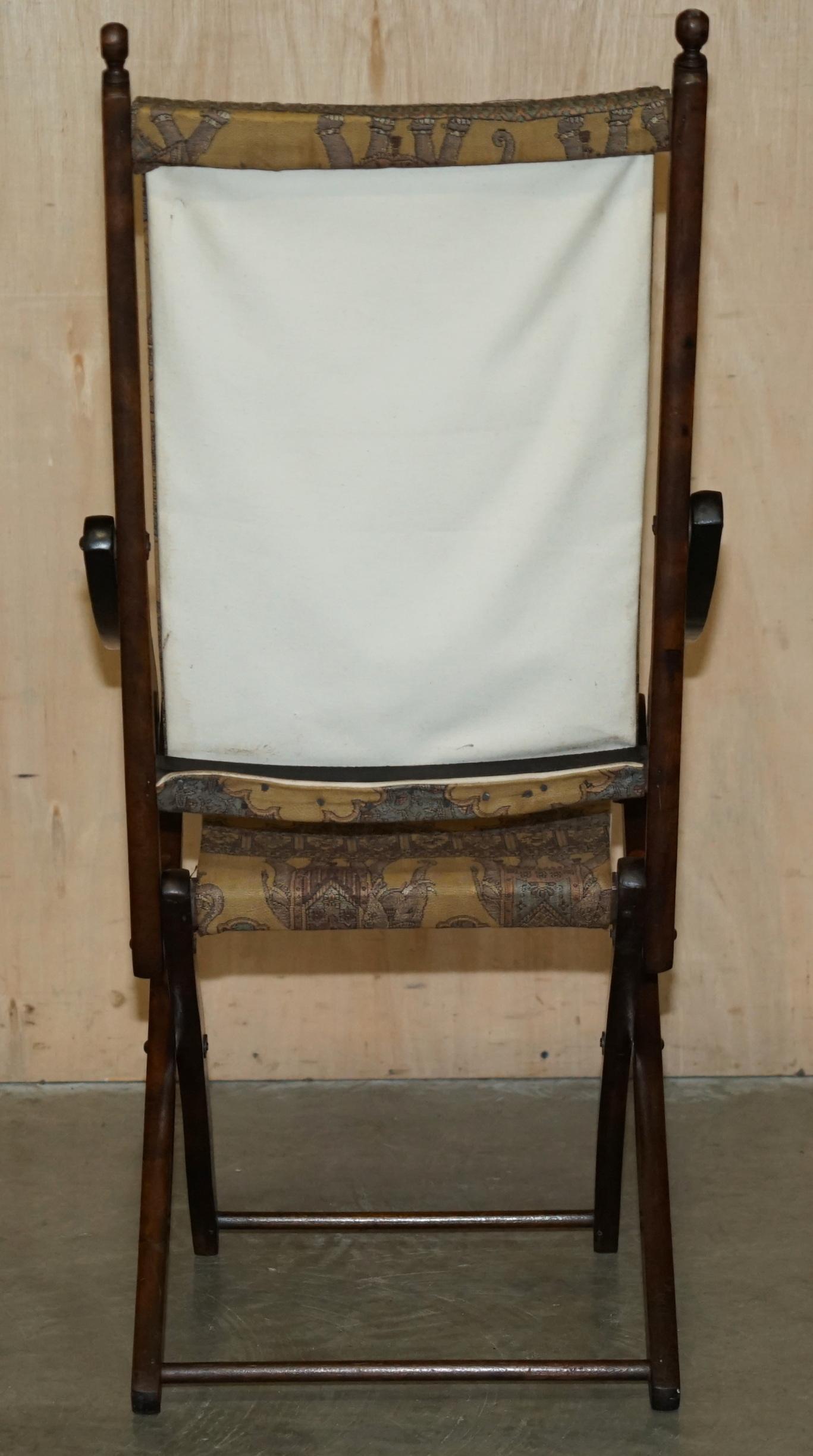 ANTIQUE CIR 1890 ANGLO INDIAN ELEPHANT COLONIAL FOLDING MILITARY CAMPAIGN CHAiR For Sale 4