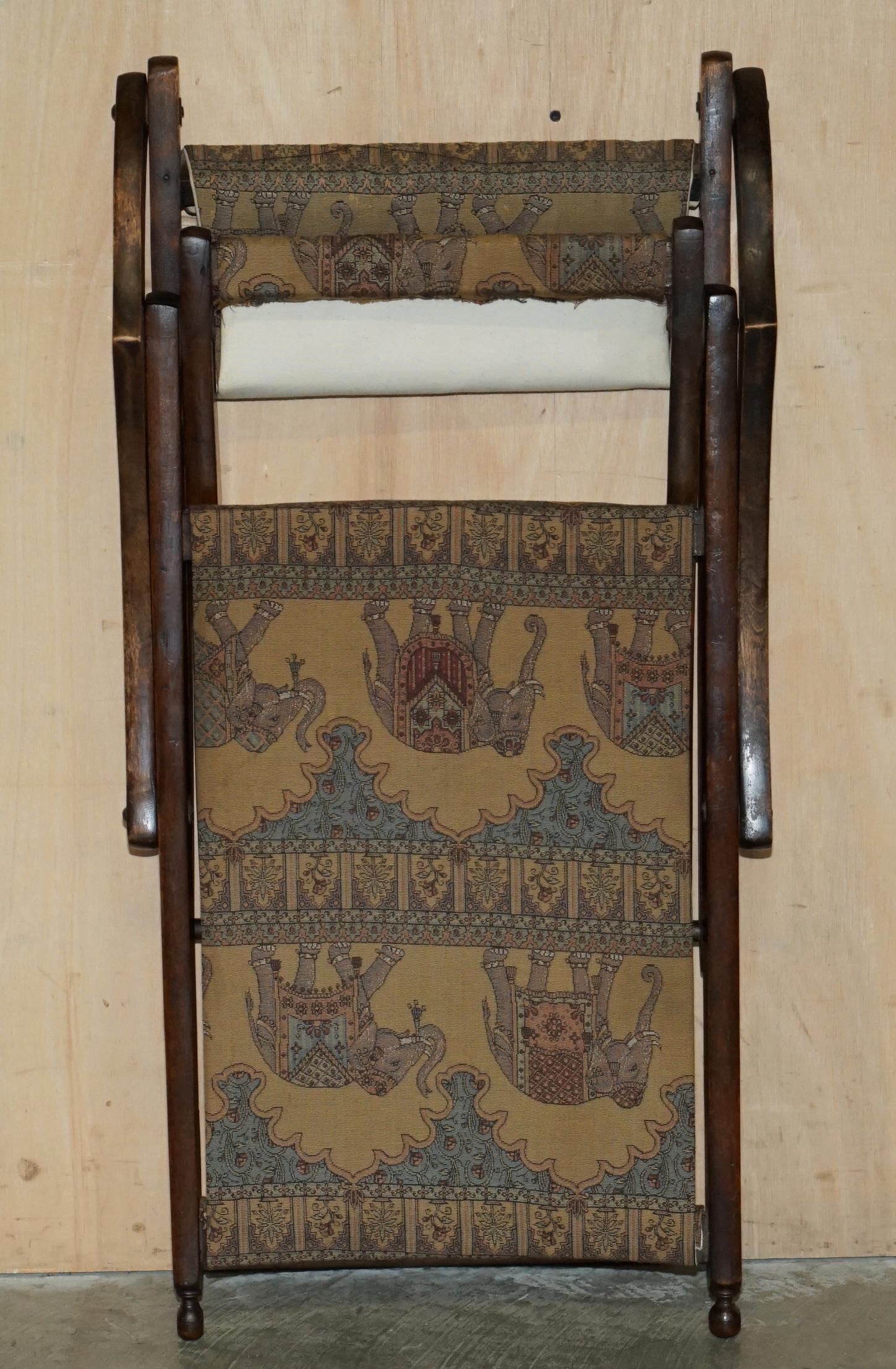 ANTIQUE CIR 1890 ANGLO INDIAN ELEPHANT COLONIAL FOLDING MILITARY CAMPAIGN CHAiR For Sale 6