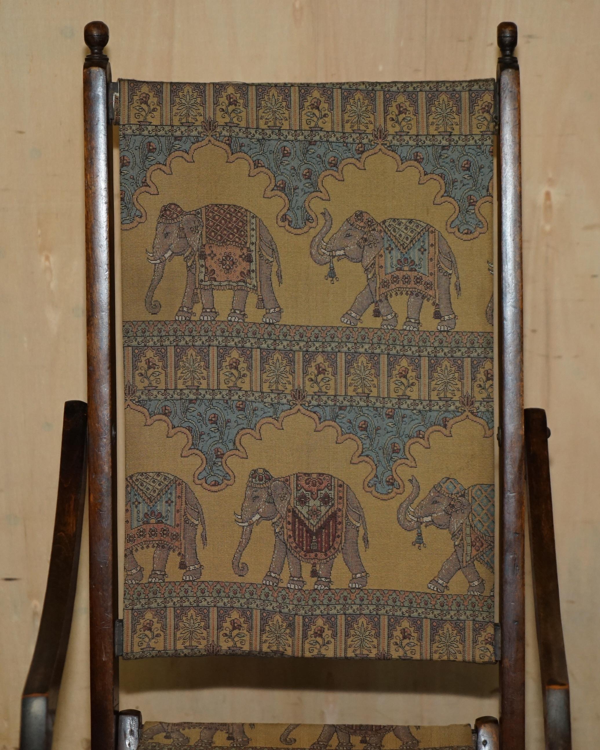 Anglo-Indian ANTIQUE CIR 1890 ANGLO INDIAN ELEPHANT COLONIAL FOLDING MILITARY CAMPAIGN CHAiR For Sale