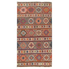 Antique Circ. 1890 Russian Shirvan Wool & Cotton  Hand-Woven Kilim 5'1 x 9'6