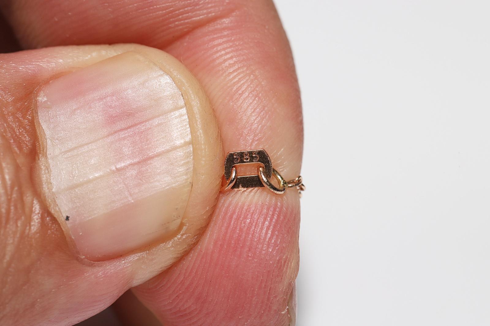 Collier pendentif ancien en or 14 carats avec diamants naturels taille rose, fabriqué à la main en vente 6