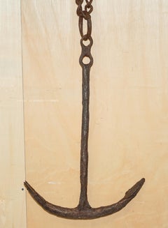 ANTIQUE CIRCA 1640 ORIGINAL HEAVILY WORN ENGLISH SHIP's ANCHOR FROM PENZANCE