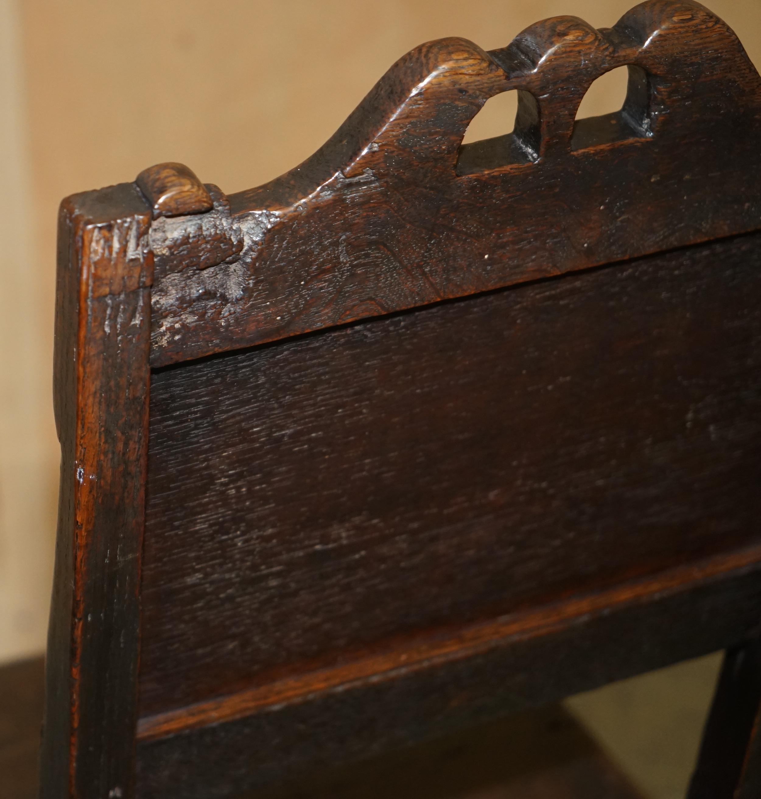 ANTIGUA SILLA OCCASiONAL DE ROBLE INGLÉS DEL SIGLO XVII CIRCA 1660-1680 CHARLES II en venta 4