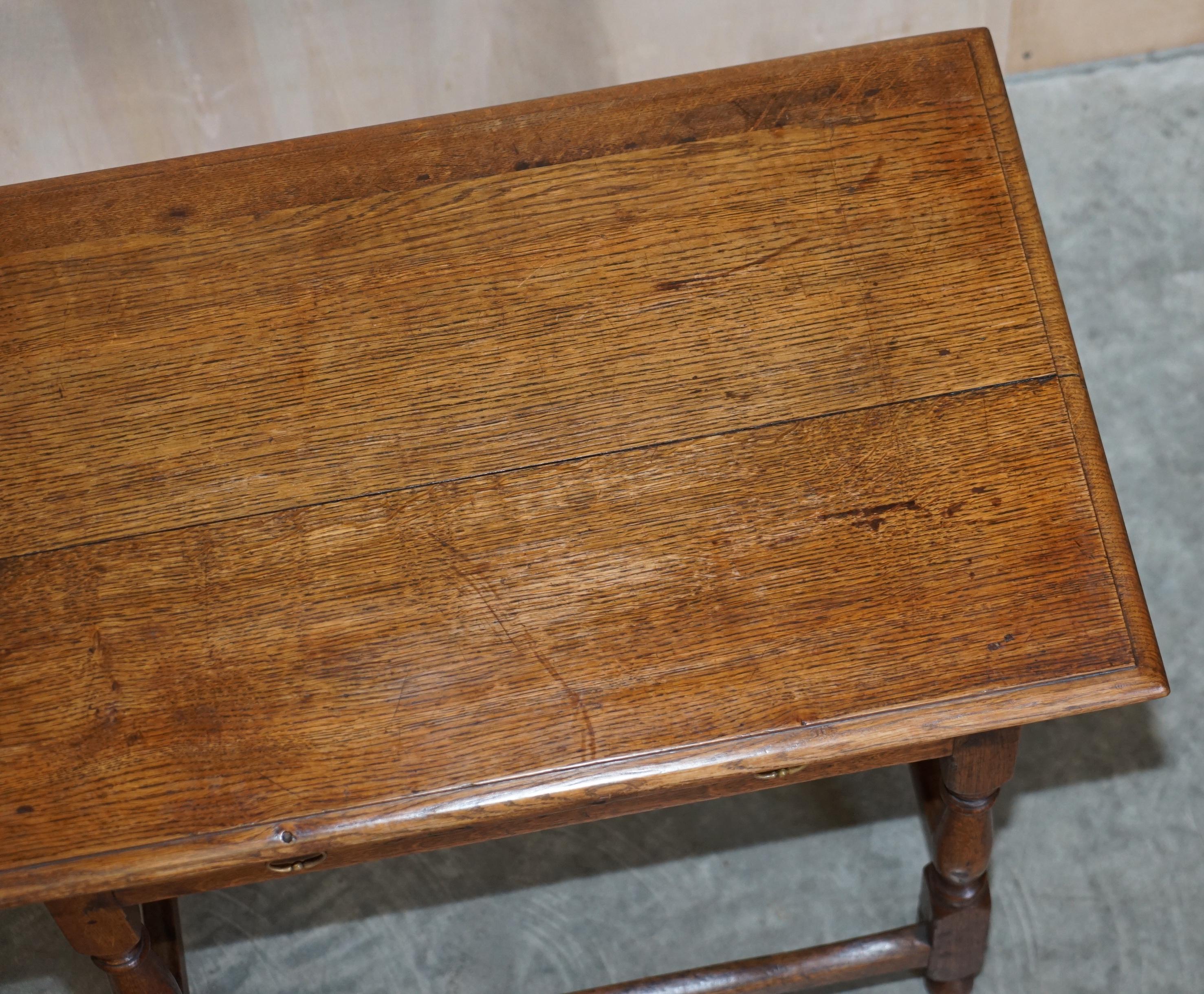 Antique circa 1700 English Oak Jointed Lowboy Side Table with Single Drawer For Sale 5