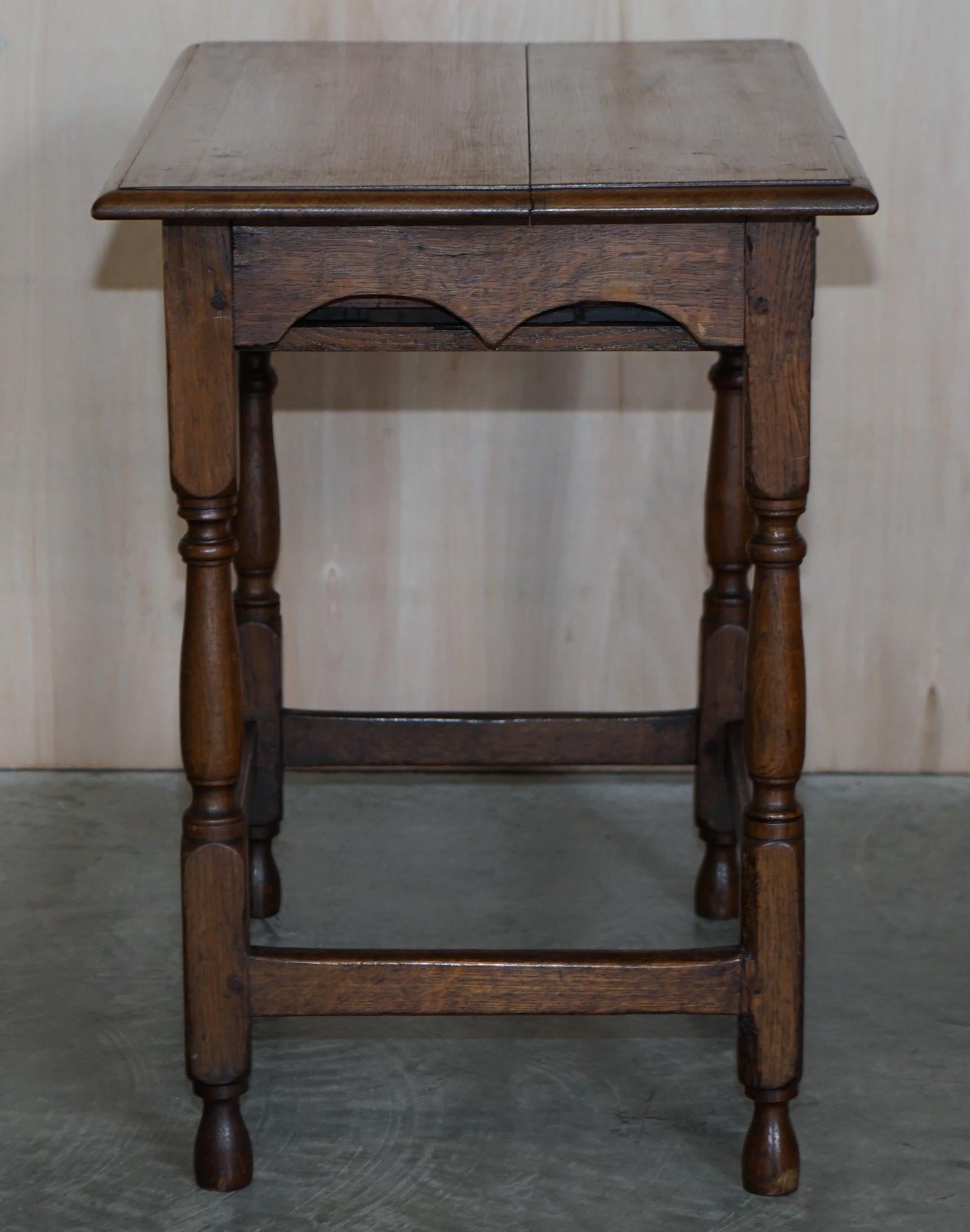 Antique circa 1700 English Oak Jointed Lowboy Side Table with Single Drawer For Sale 6