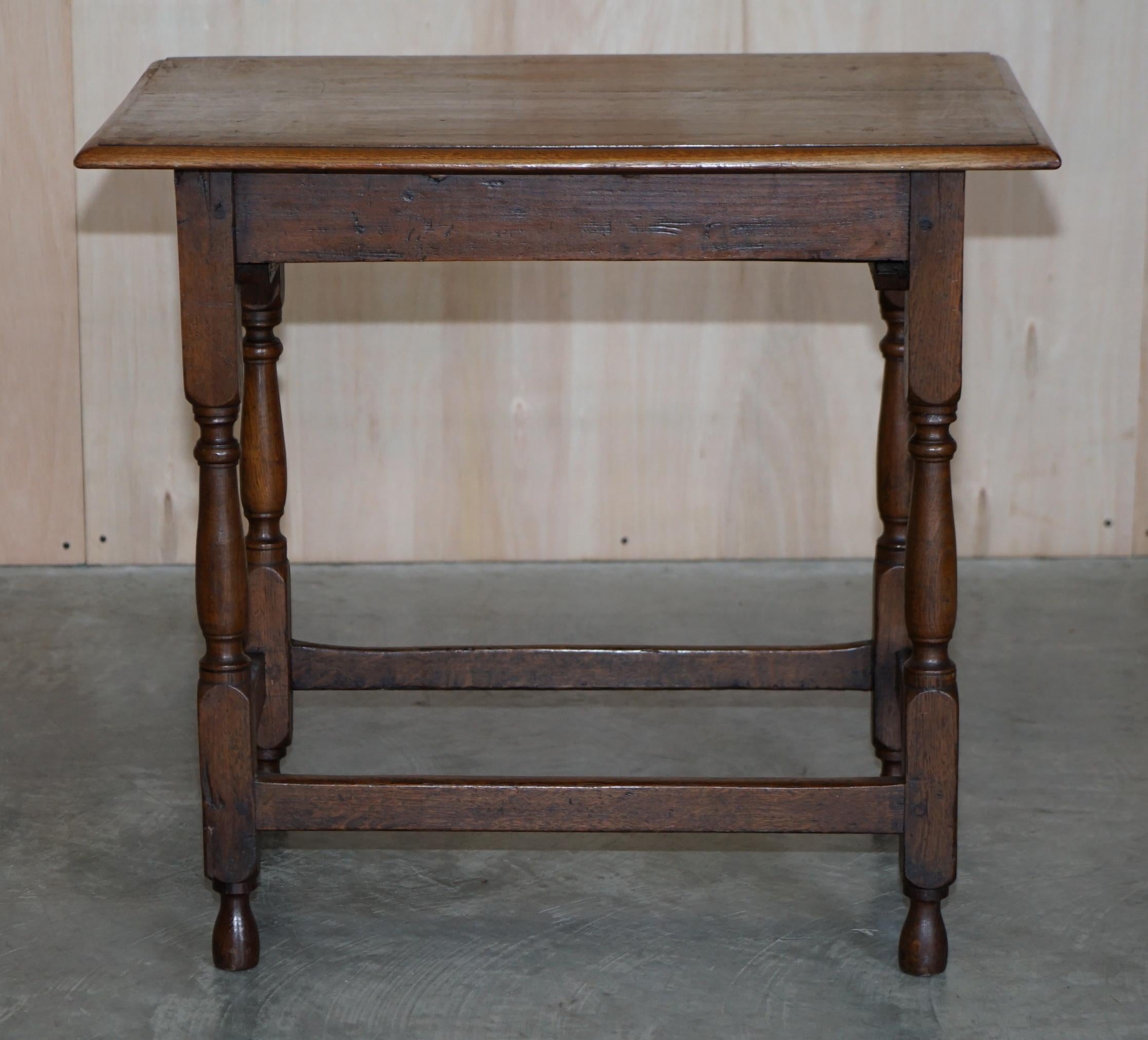 Antique circa 1700 English Oak Jointed Lowboy Side Table with Single Drawer For Sale 7