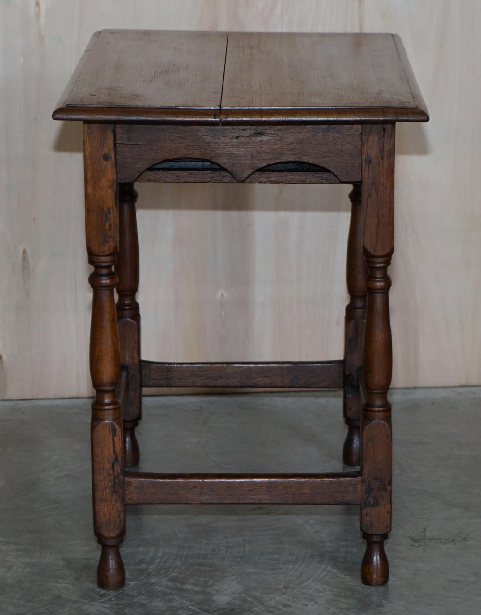 Antique circa 1700 English Oak Jointed Lowboy Side Table with Single Drawer For Sale 8