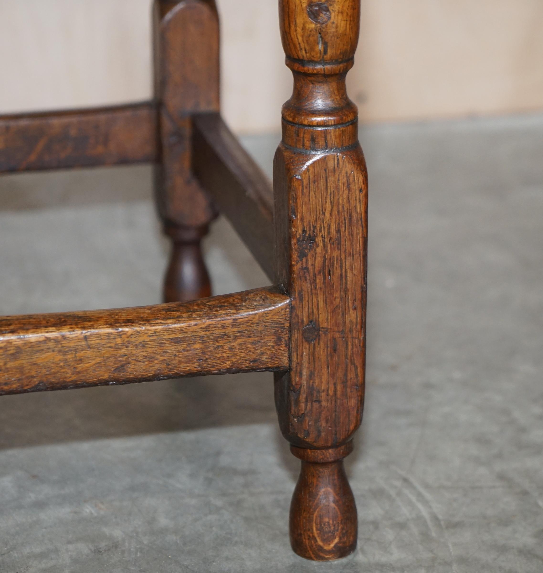 Antique circa 1700 English Oak Jointed Lowboy Side Table with Single Drawer For Sale 1