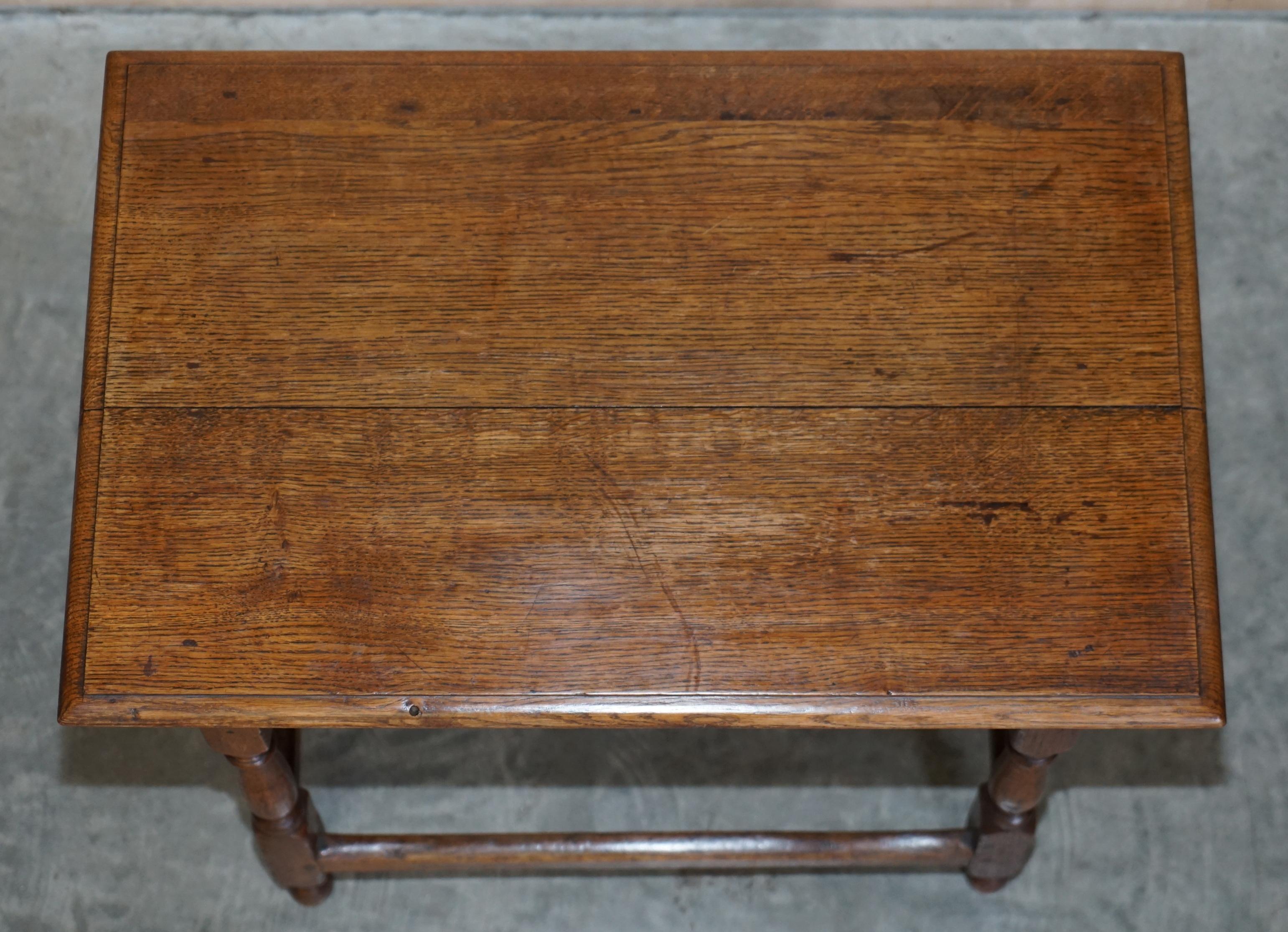 Antique circa 1700 English Oak Jointed Lowboy Side Table with Single Drawer For Sale 3