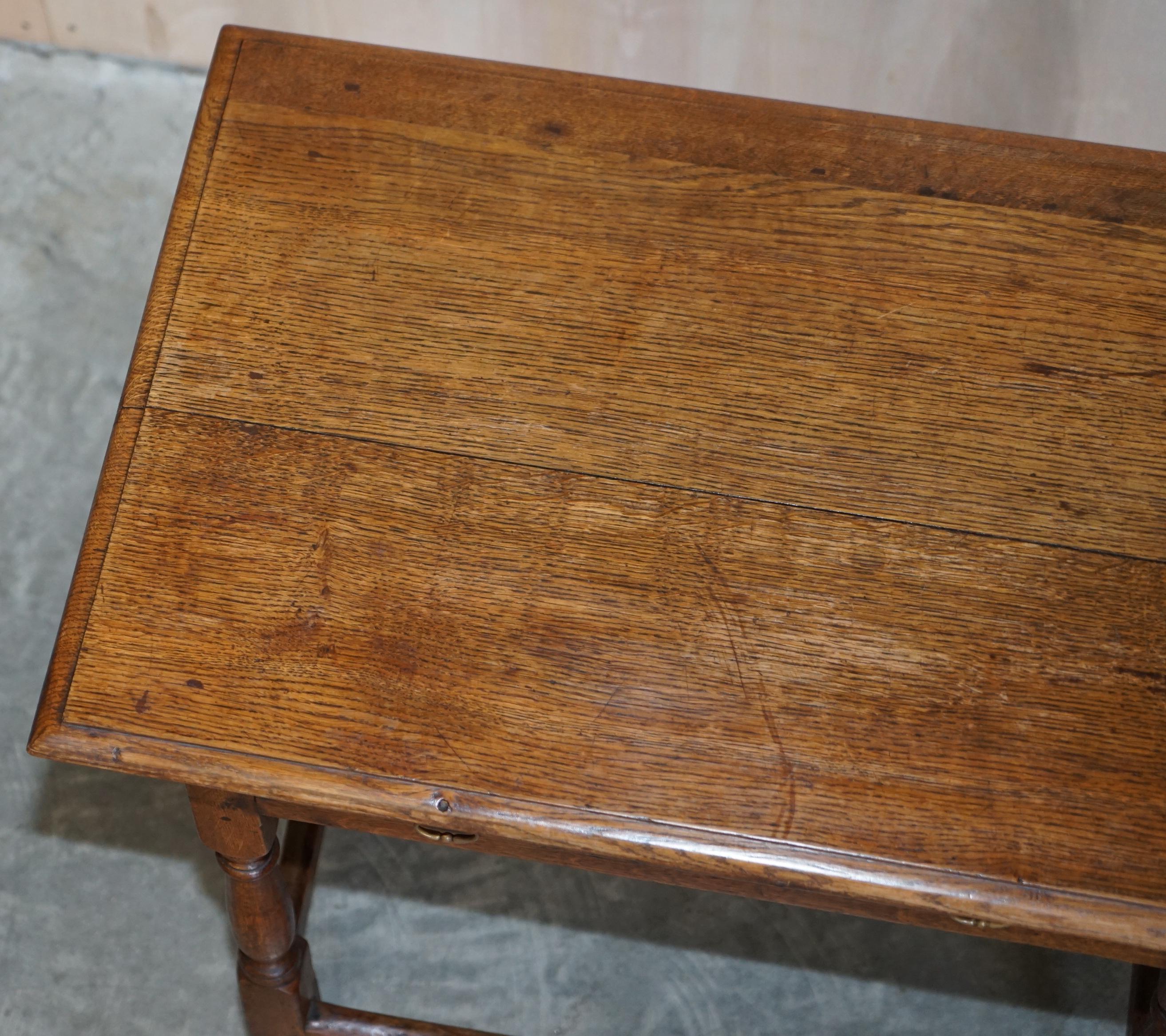 Antique circa 1700 English Oak Jointed Lowboy Side Table with Single Drawer For Sale 4