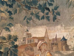Antiker CIRCA 1740 Grüner Flemish Pastoral Tapestry, 8'6 x 13'2