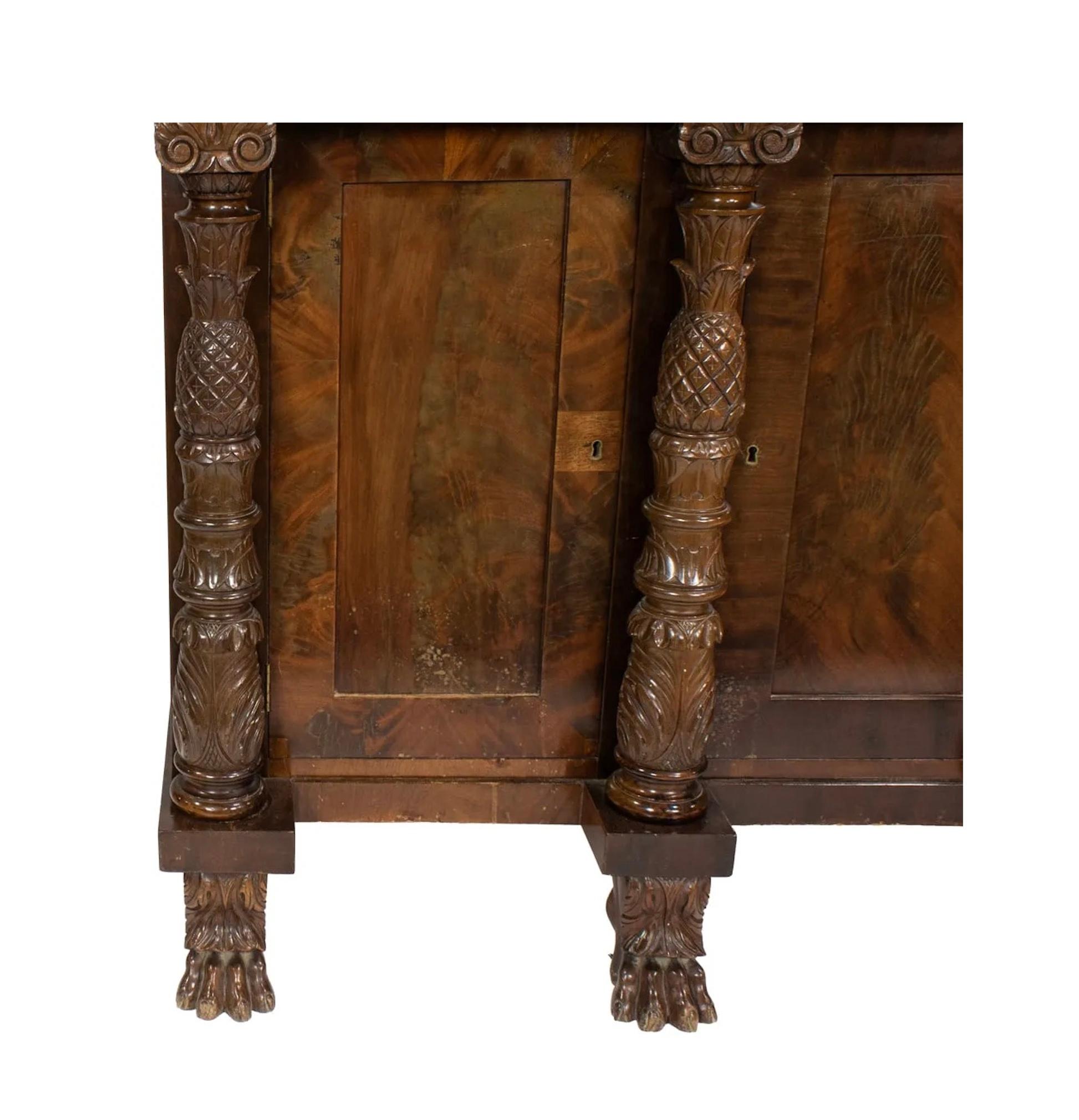 19th Century Antique Circa 1800 American Federal Mahogany Sideboard in Original Condition For Sale