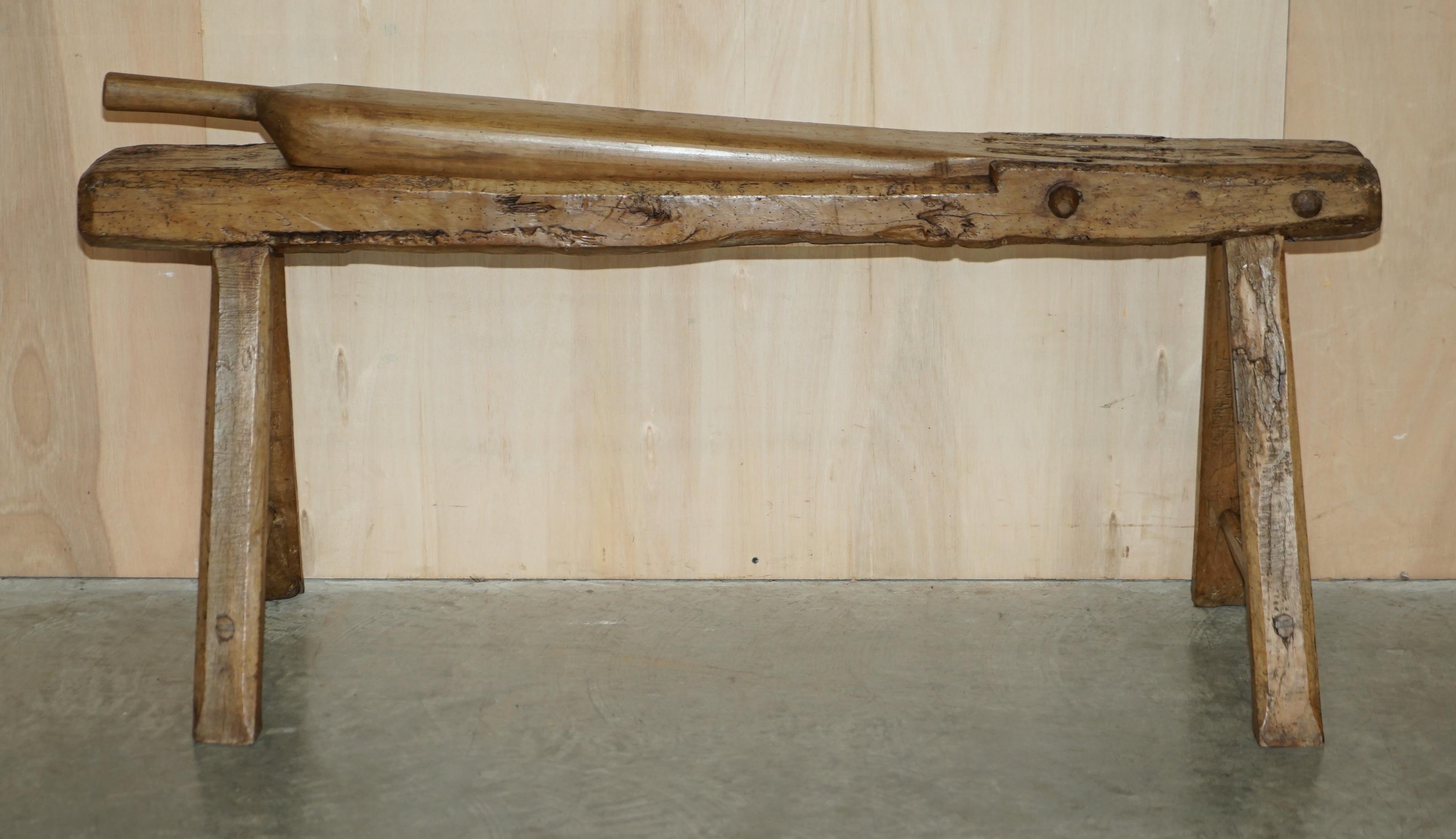 ANTIGUO CIRCA 1800 MÁQUINA DE CORTE DE CÁÑAMO DE ARTE FOLK PRiMITIVO MUY DECORATIVO en venta 7