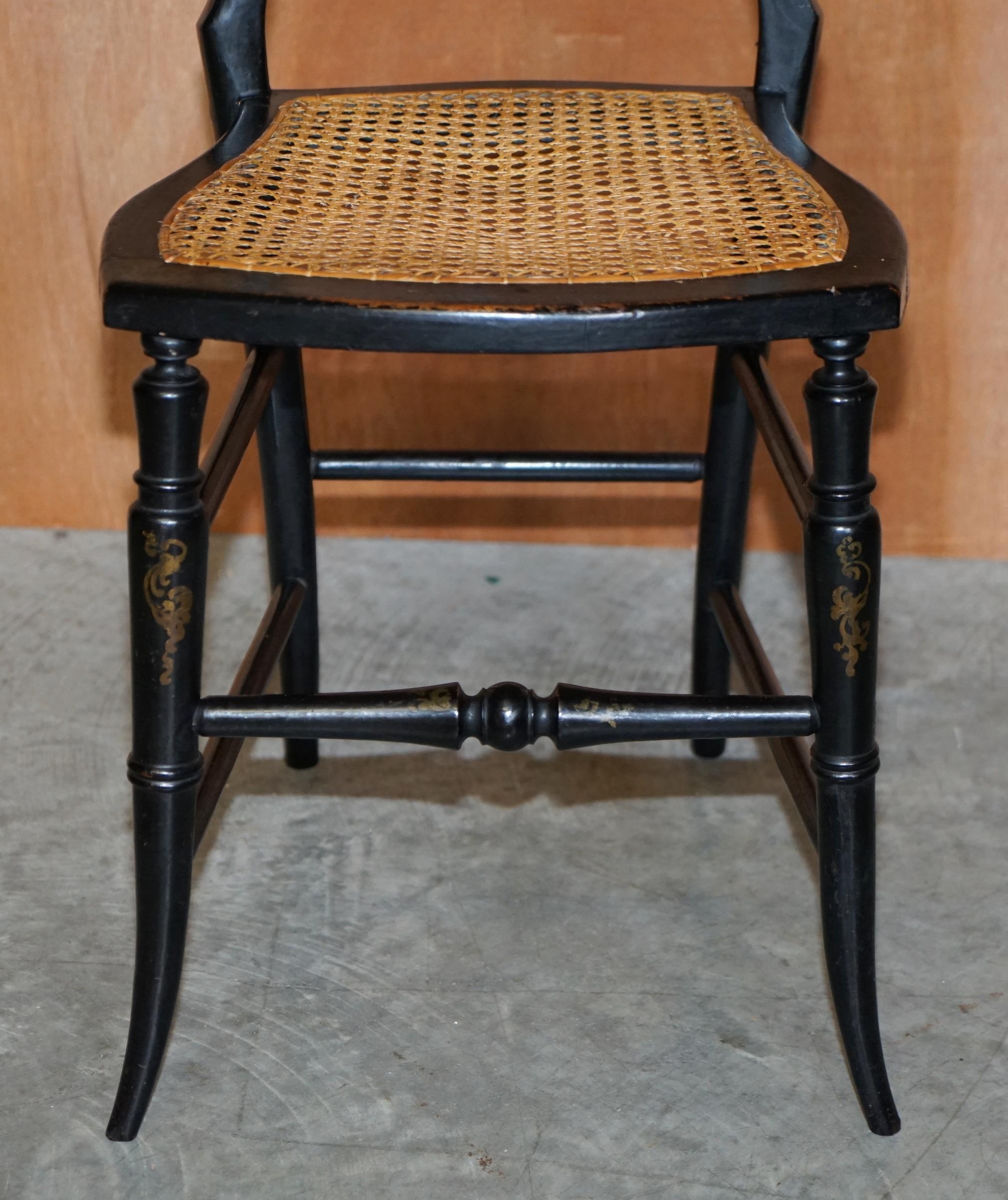 Antique circa 1815 Mother of Pearl Inlaid Ebonsied & Gold Leaf Regency Chair For Sale 3