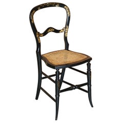 Antiquité vers 1815 Chaise Regency en nacre incrustée d'ébène et de feuilles d'or