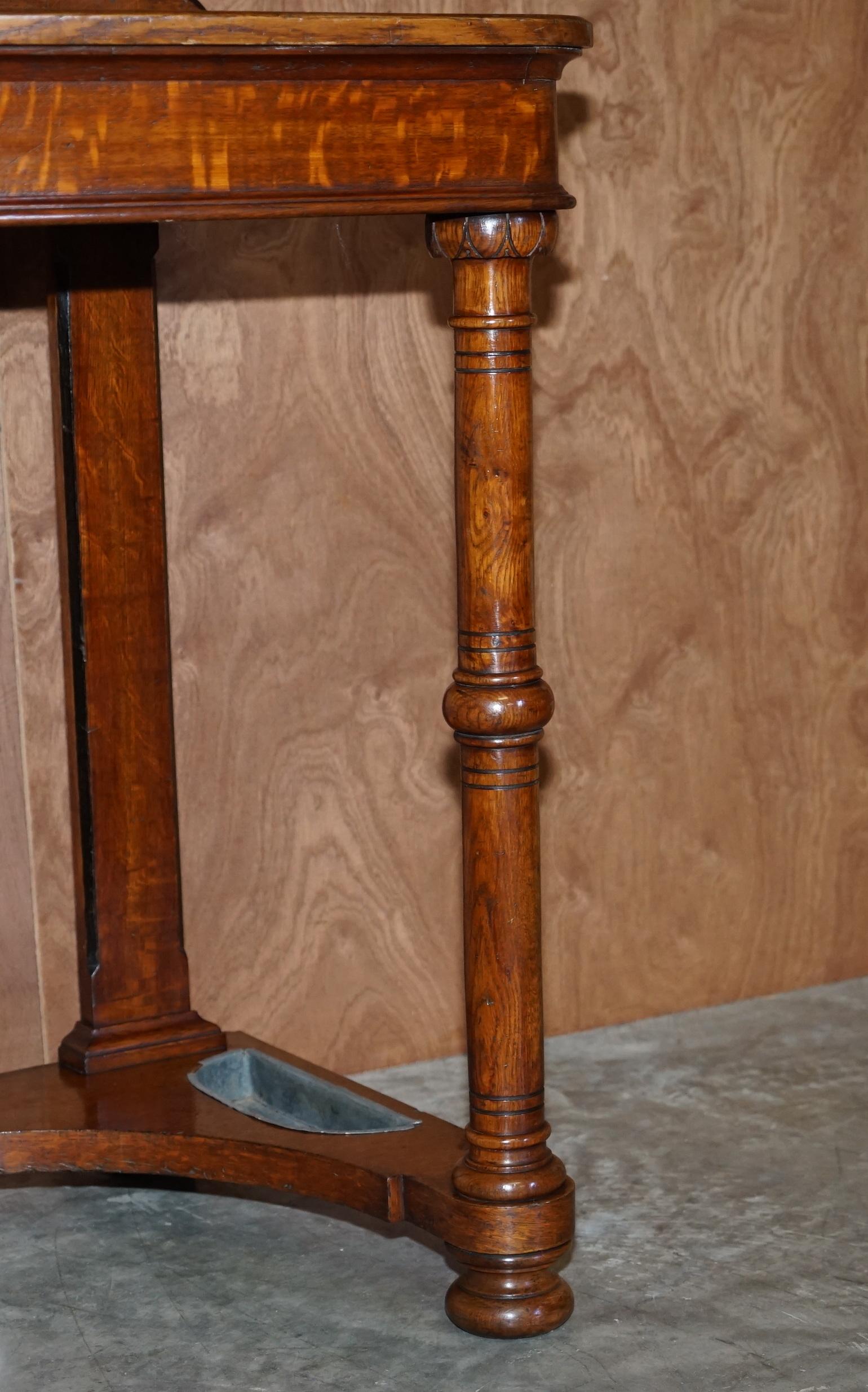 Antique circa 1830 William IV English Oak & Bronze Hall Stand Console Table For Sale 6