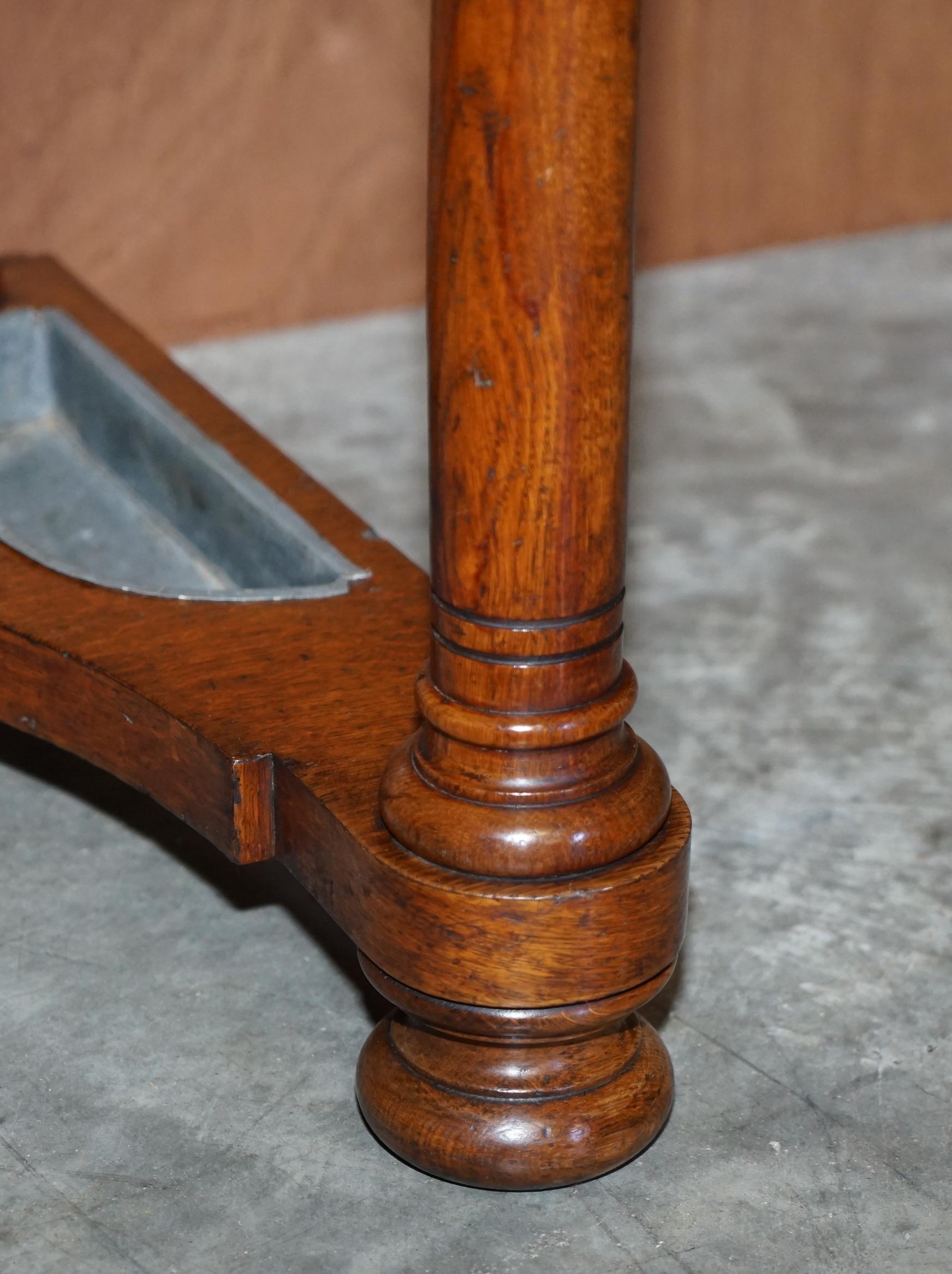 Antique circa 1830 William IV English Oak & Bronze Hall Stand Console Table For Sale 9