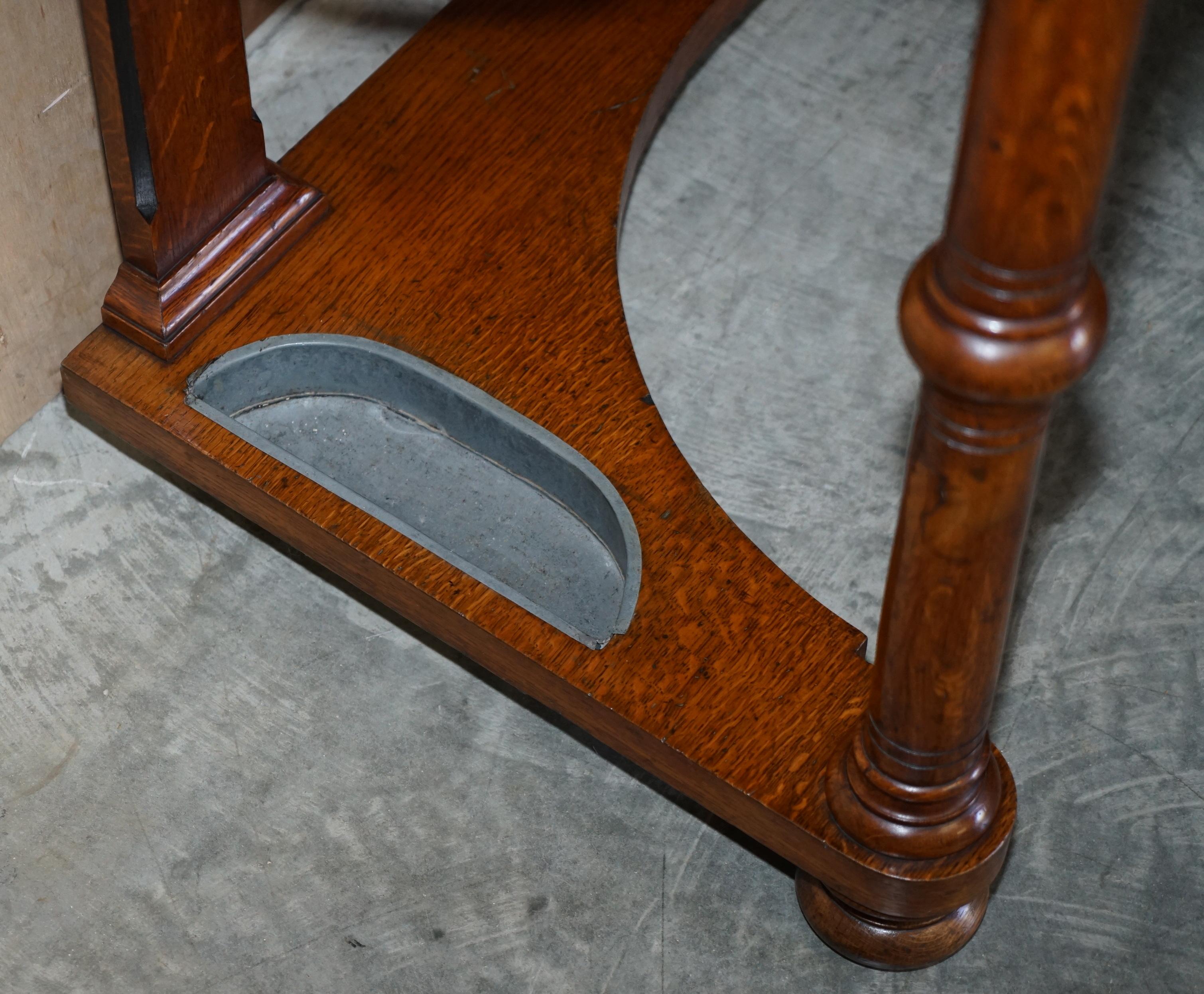Antique circa 1830 William IV English Oak & Bronze Hall Stand Console Table For Sale 10