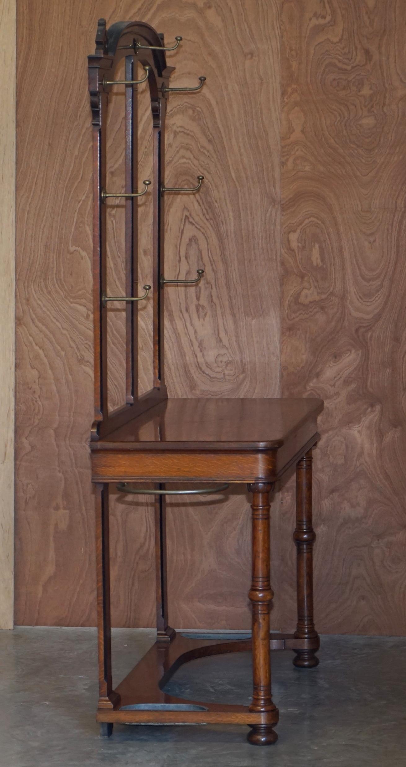 Antique circa 1830 William IV English Oak & Bronze Hall Stand Console Table For Sale 11