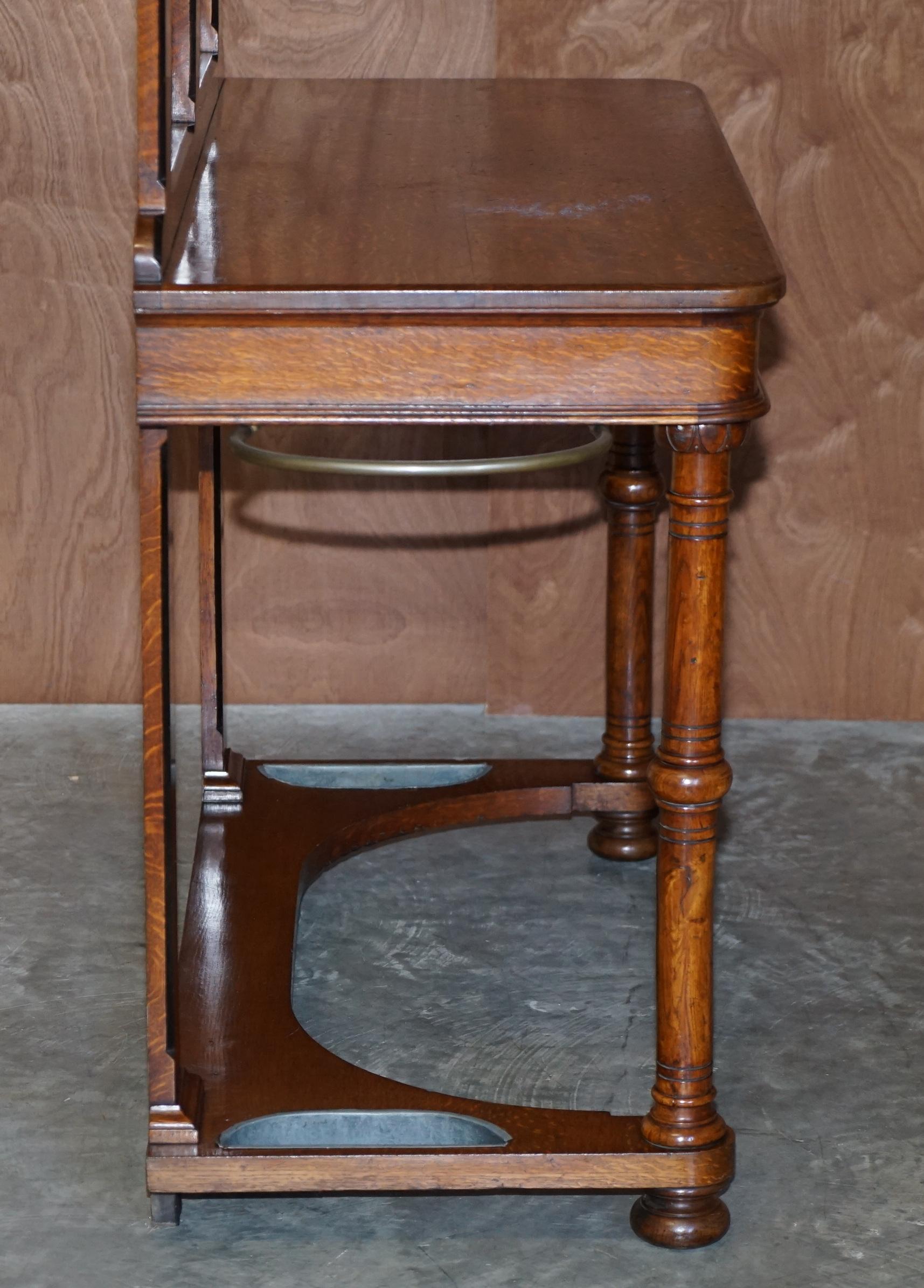 Antique circa 1830 William IV English Oak & Bronze Hall Stand Console Table For Sale 12