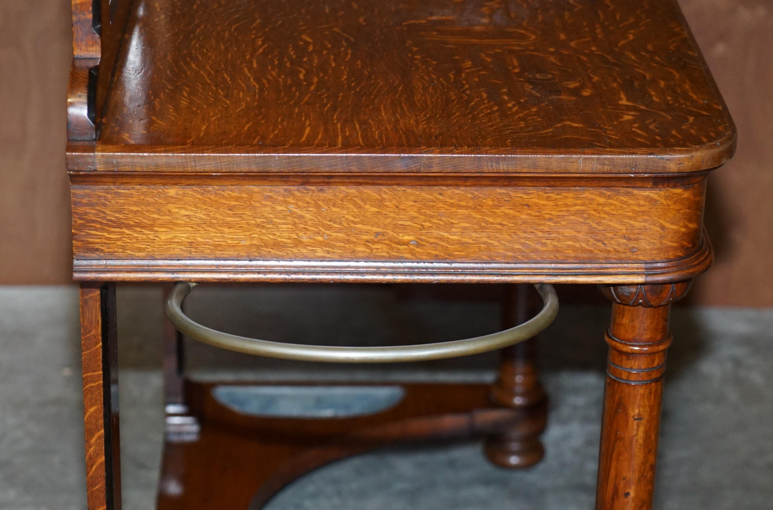 Antique circa 1830 William IV English Oak & Bronze Hall Stand Console Table For Sale 13