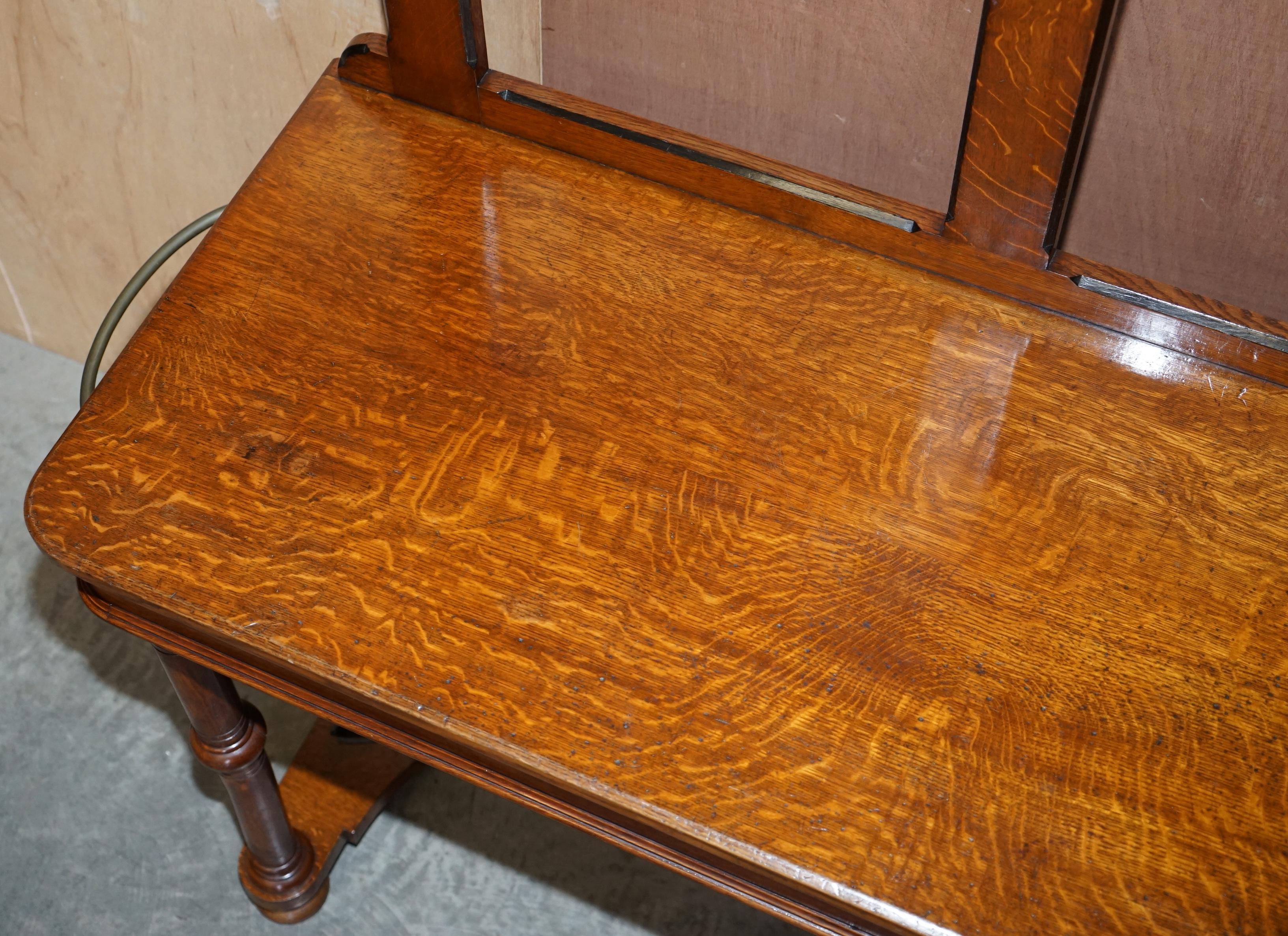 Antique circa 1830 William IV English Oak & Bronze Hall Stand Console Table For Sale 3