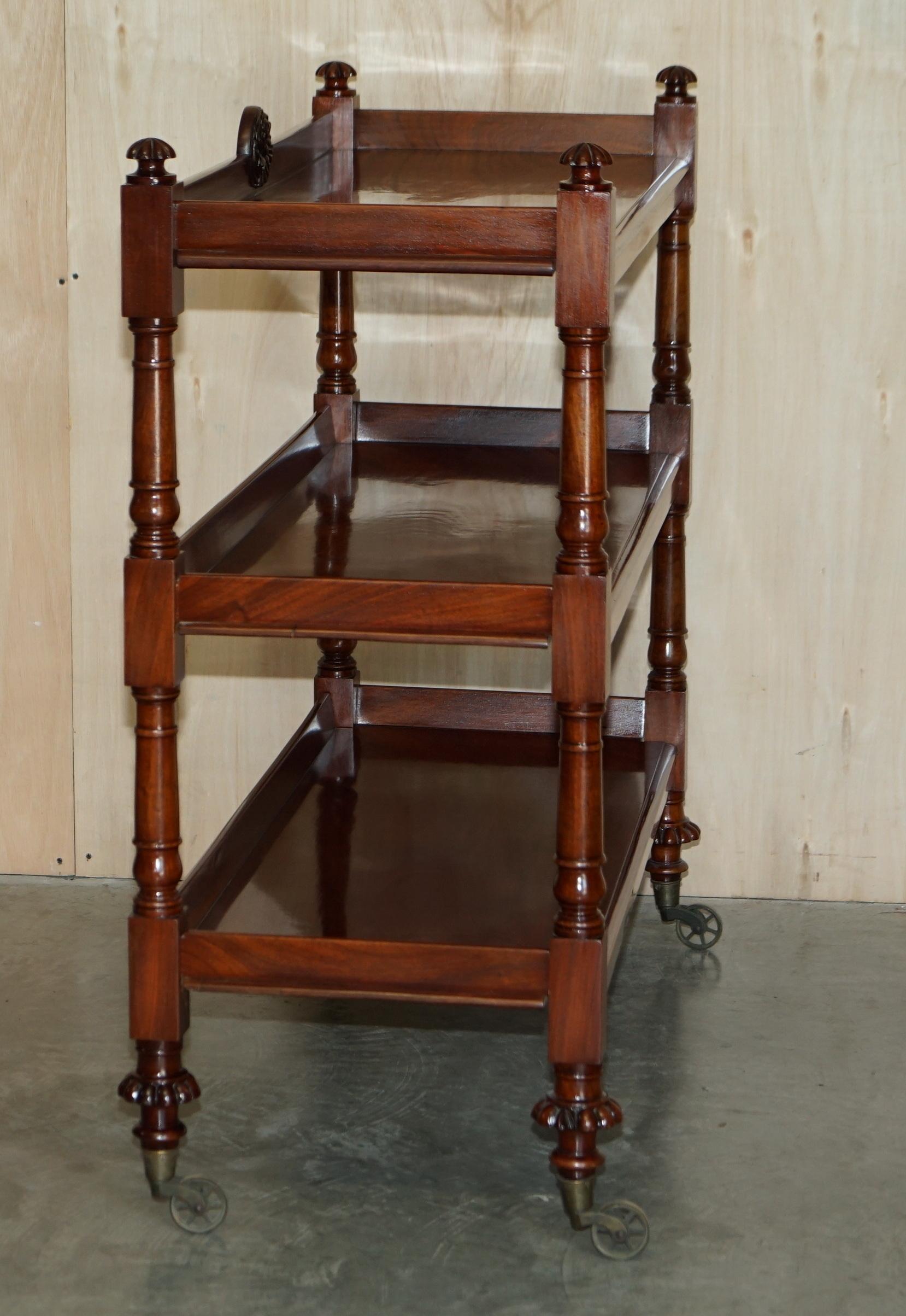 Ancien chariot de bibliothèque à trois étages en bois dur anglais d'après Gillows, datant d'environ 1840 en vente 7