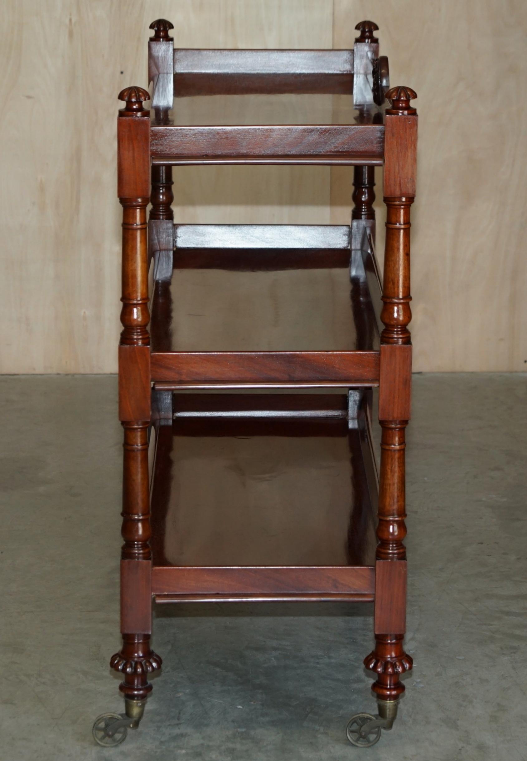 Antique circa 1840 English Hardwood Three Tier Bookcase Trolly After Gillows For Sale 13