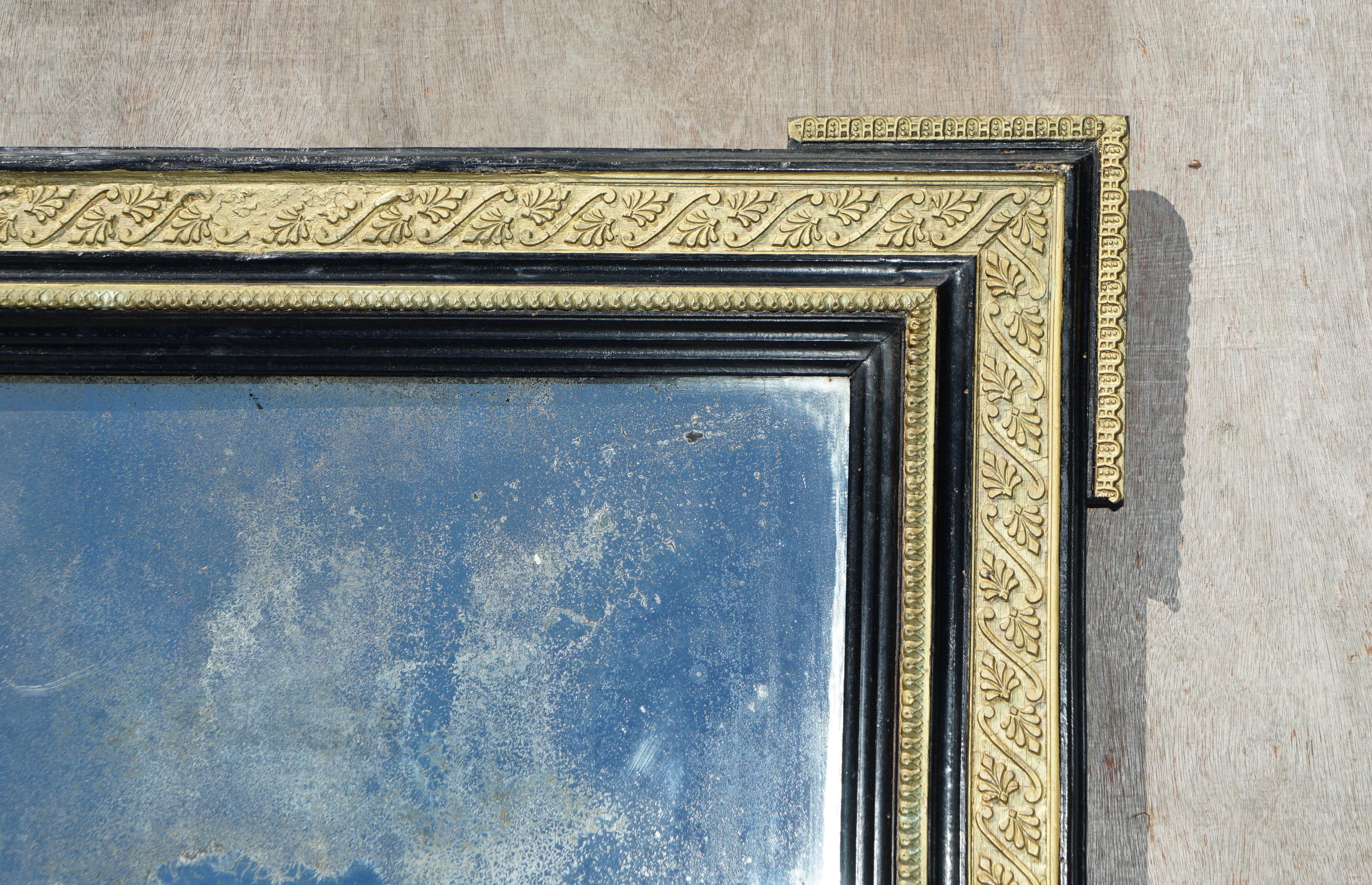 ANTIGUO CIRCA 1840 PLACA ORIGINAL ITALIANA DE VIDRIO FOXADO MARCO DORADO IMPRESIONANTE en venta 4