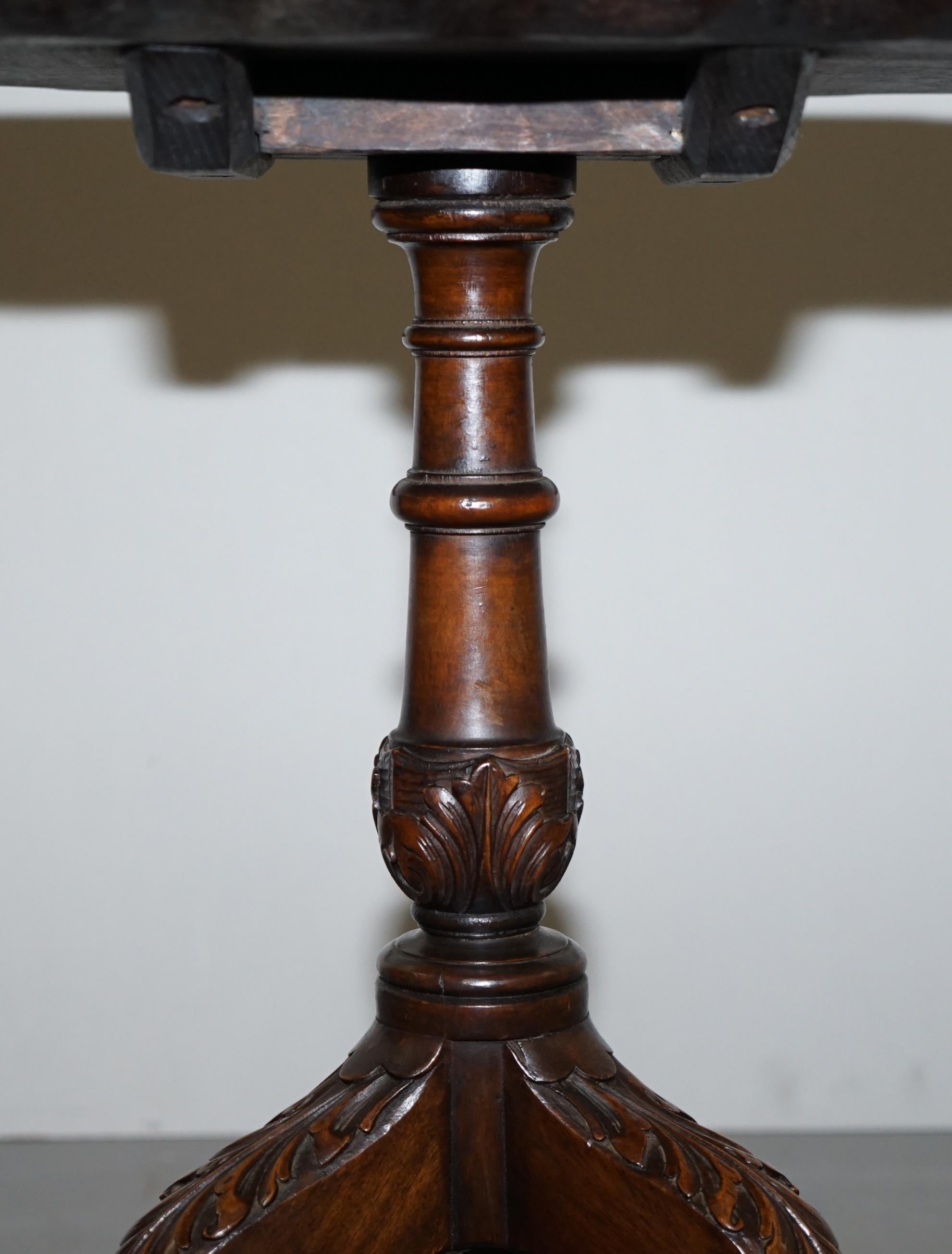 Antique circa 1840 Hardwood Carved Tripod Tilt-Top Side Table Claw and Ball Feet 6