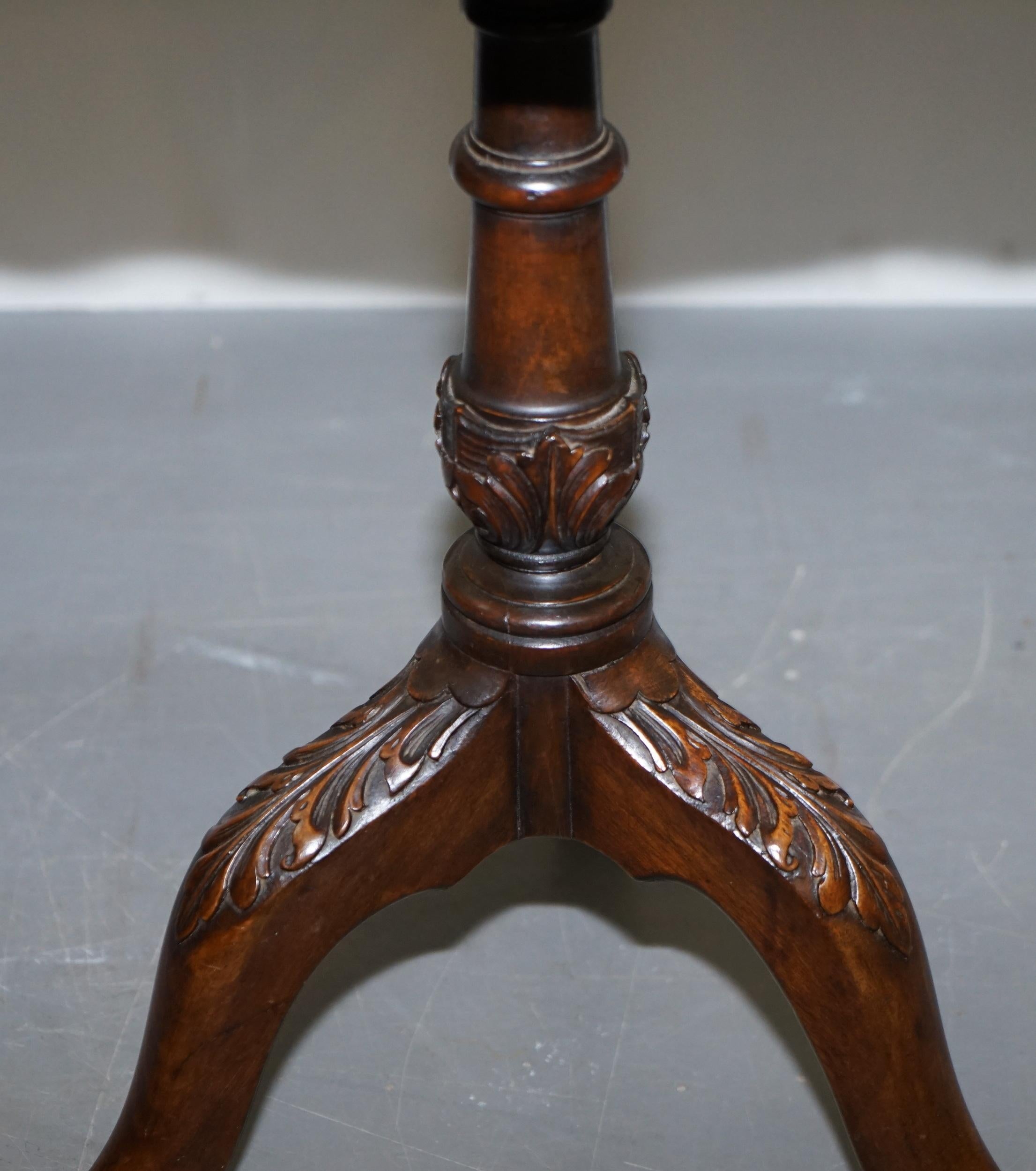 Antique circa 1840 Hardwood Carved Tripod Tilt-Top Side Table Claw and Ball Feet 7