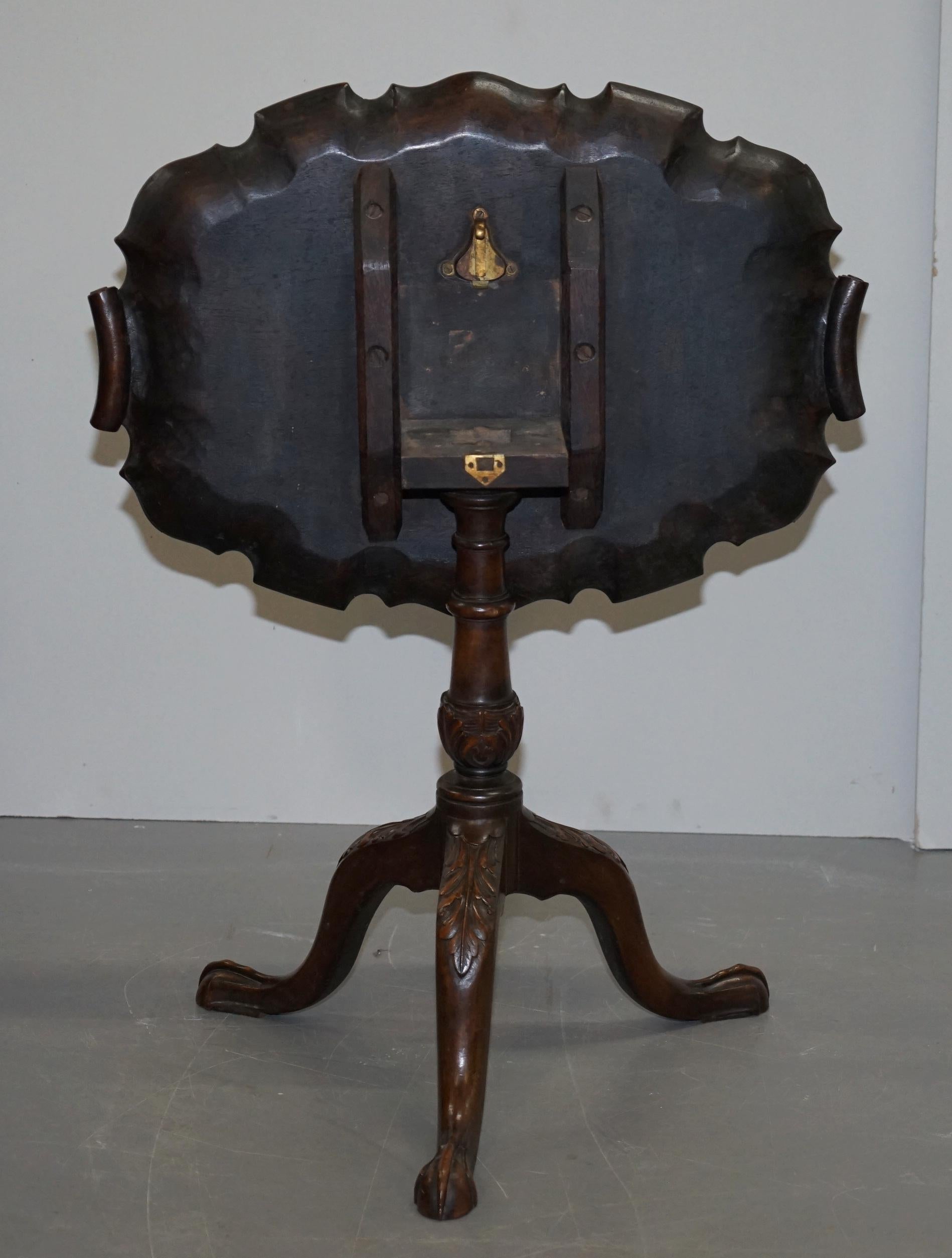 Antique circa 1840 Hardwood Carved Tripod Tilt-Top Side Table Claw and Ball Feet 13
