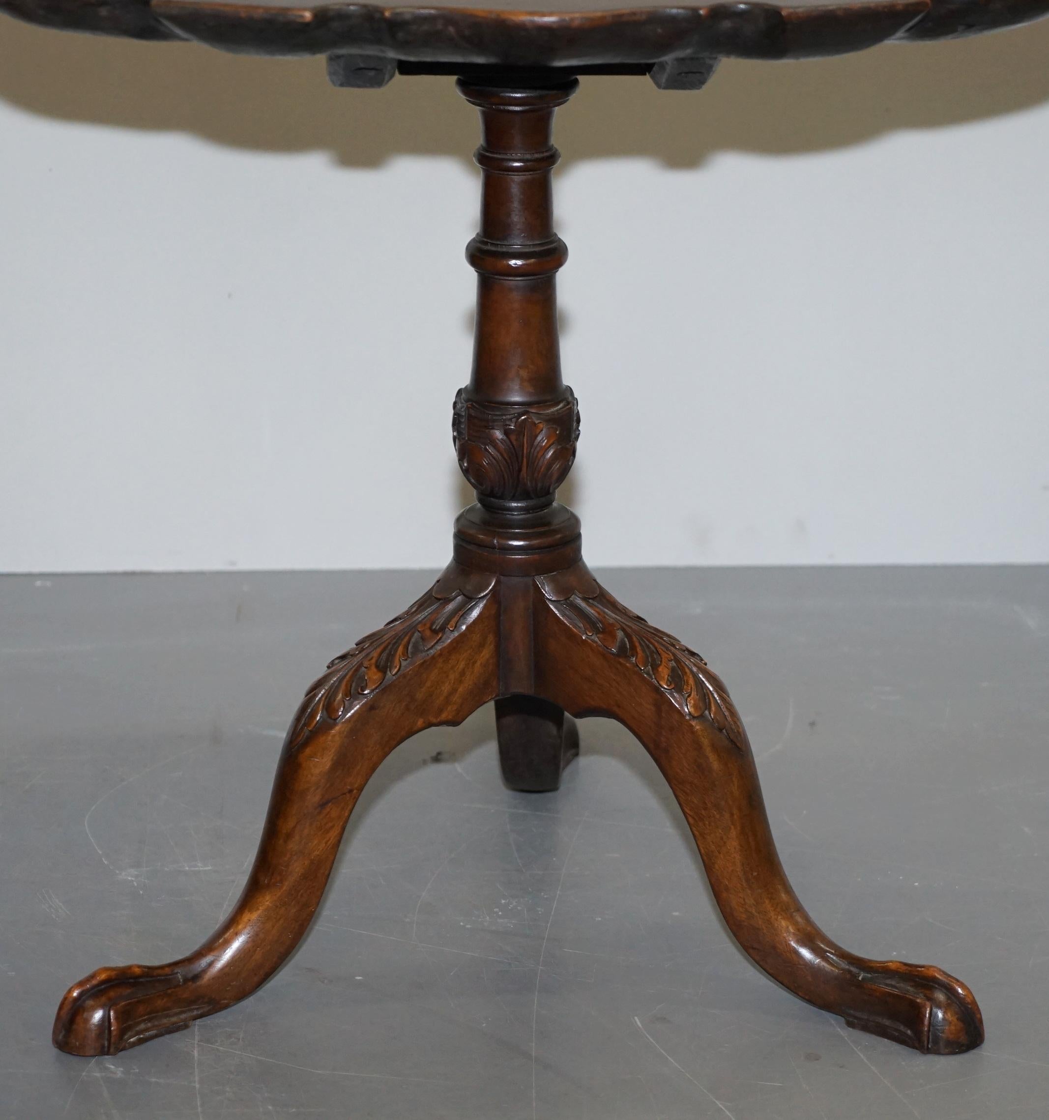 Antique circa 1840 Hardwood Carved Tripod Tilt-Top Side Table Claw and Ball Feet 2