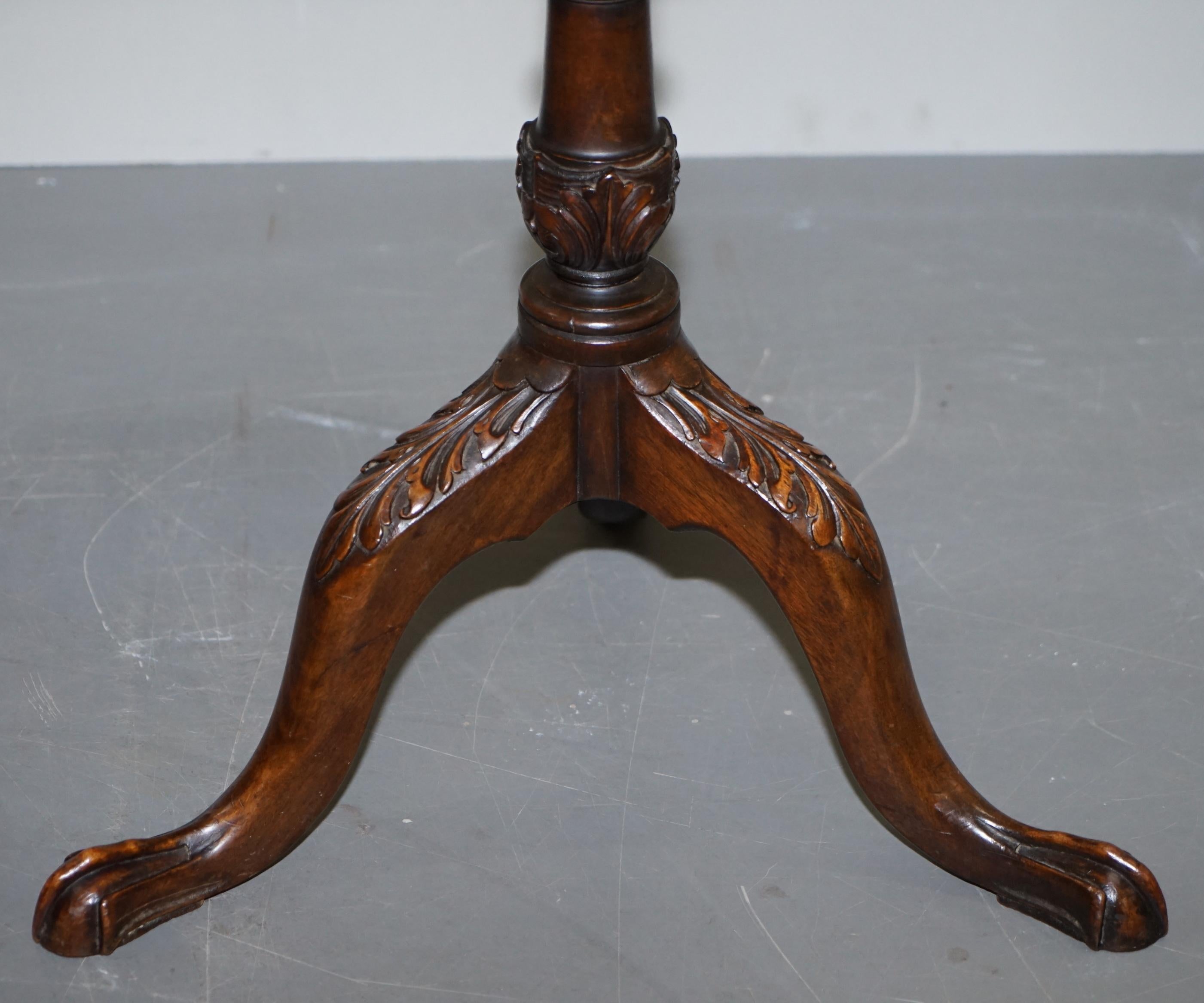 Antique circa 1840 Hardwood Carved Tripod Tilt-Top Side Table Claw and Ball Feet 3